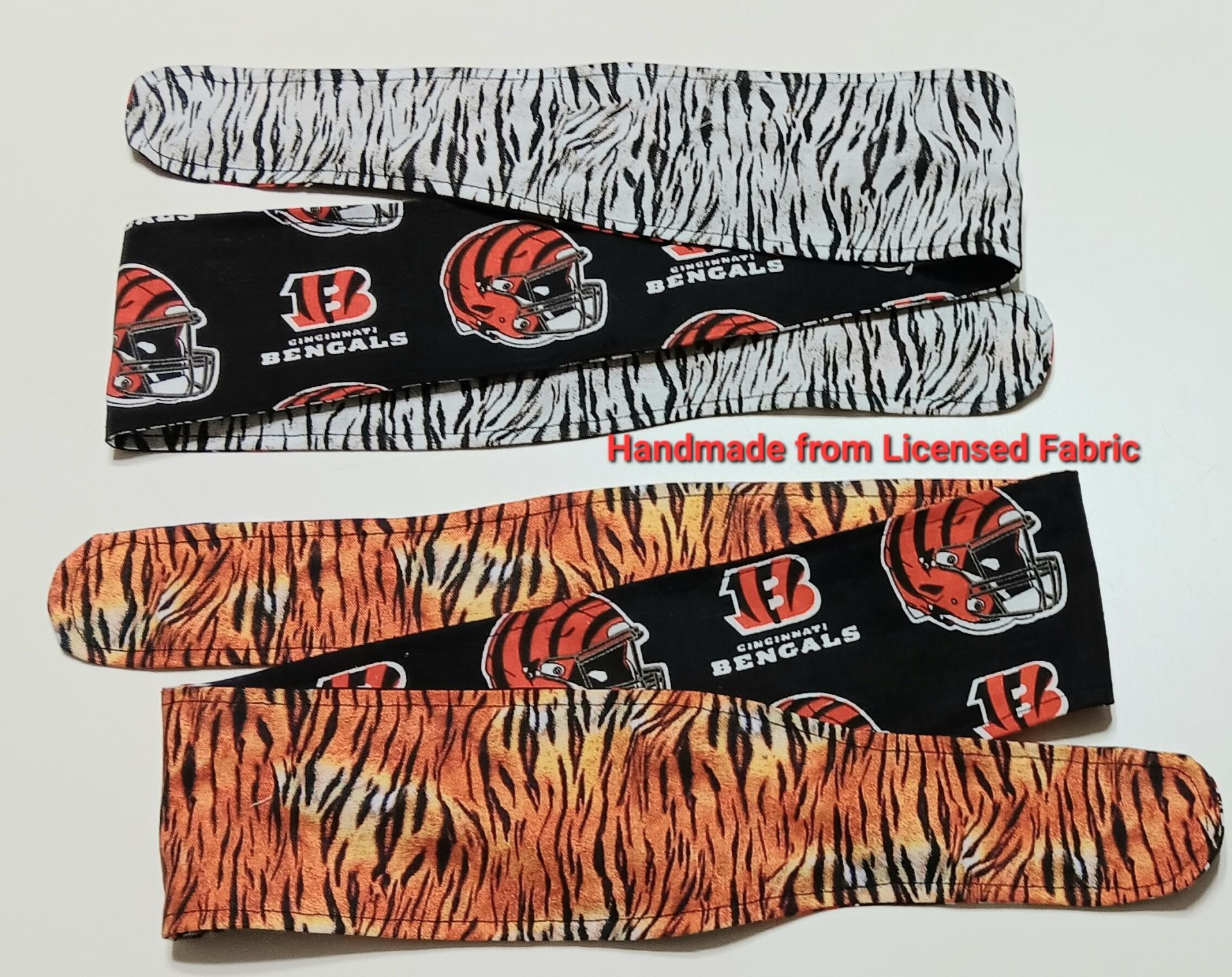 3” Wide Cincinnati Bengals & Tiger Stripe headband, hair wrap, head wrap, hair tie, pin up style, rockabilly, handmade