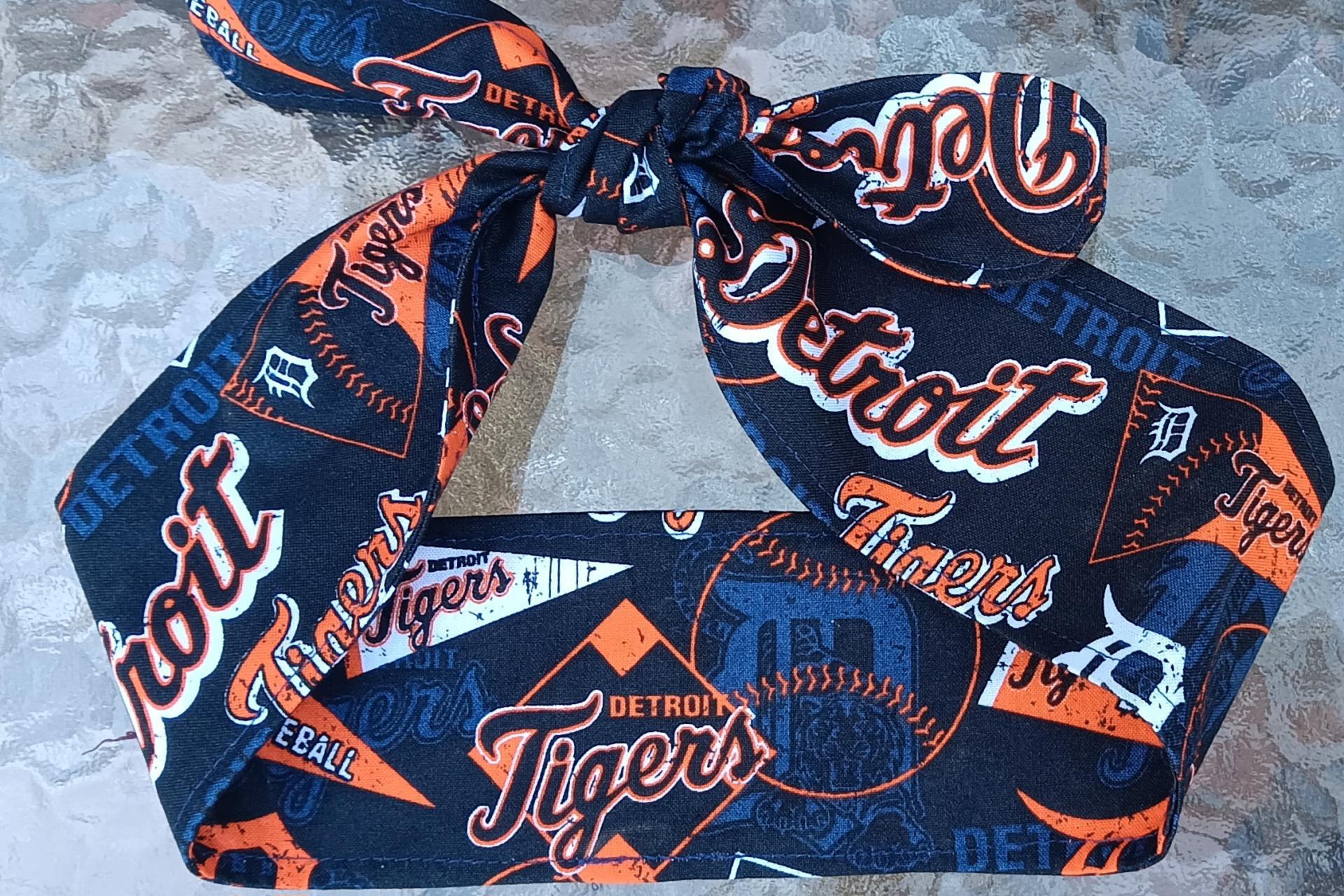 3” Wide Detroit Tigers headband, hair wrap, hair tie, head wrap, pin up style, retro, rockabilly, head scarf, handmade