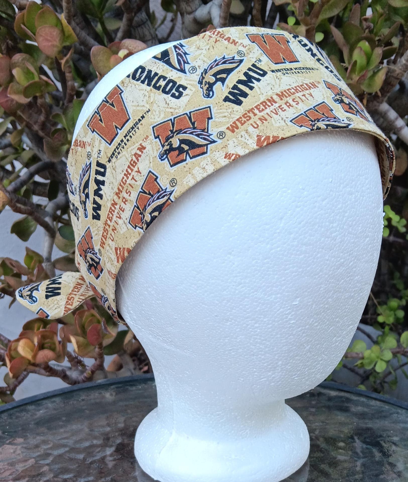 3” Wide Western Michigan University headband, hair wrap, hair tie, head wrap, pin up style, retro, rockabilly, WMU Broncos scarf, handmade