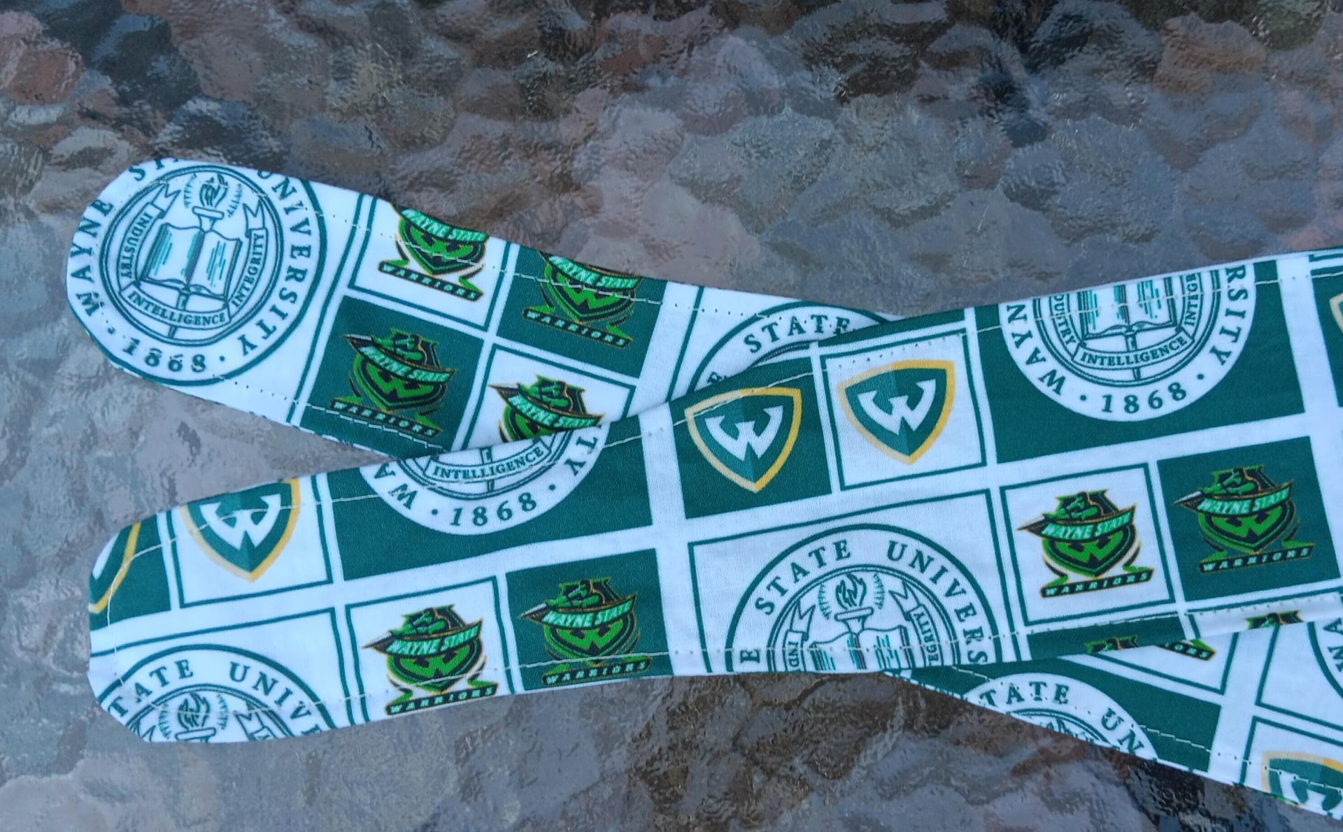 3” Wide Wayne State University headband, Warriors, hair wrap, hair tie, head wrap, pin up style, retro, rockabilly, scarf, handmade