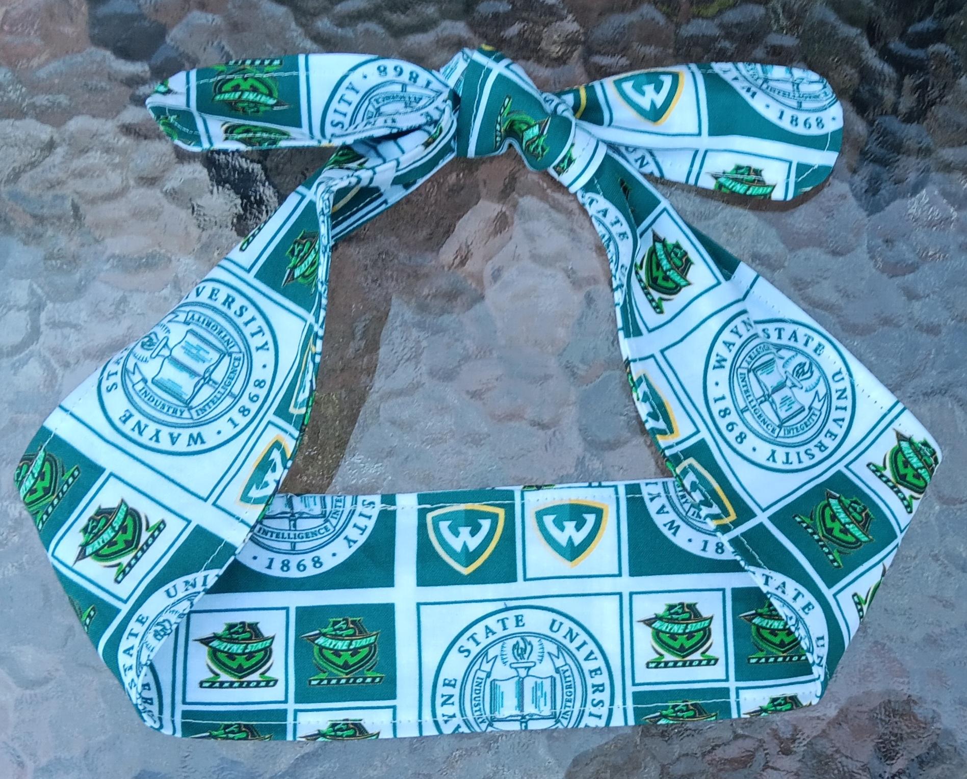 3” Wide Wayne State University headband, Warriors, hair wrap, hair tie, head wrap, pin up style, retro, rockabilly, scarf, handmade