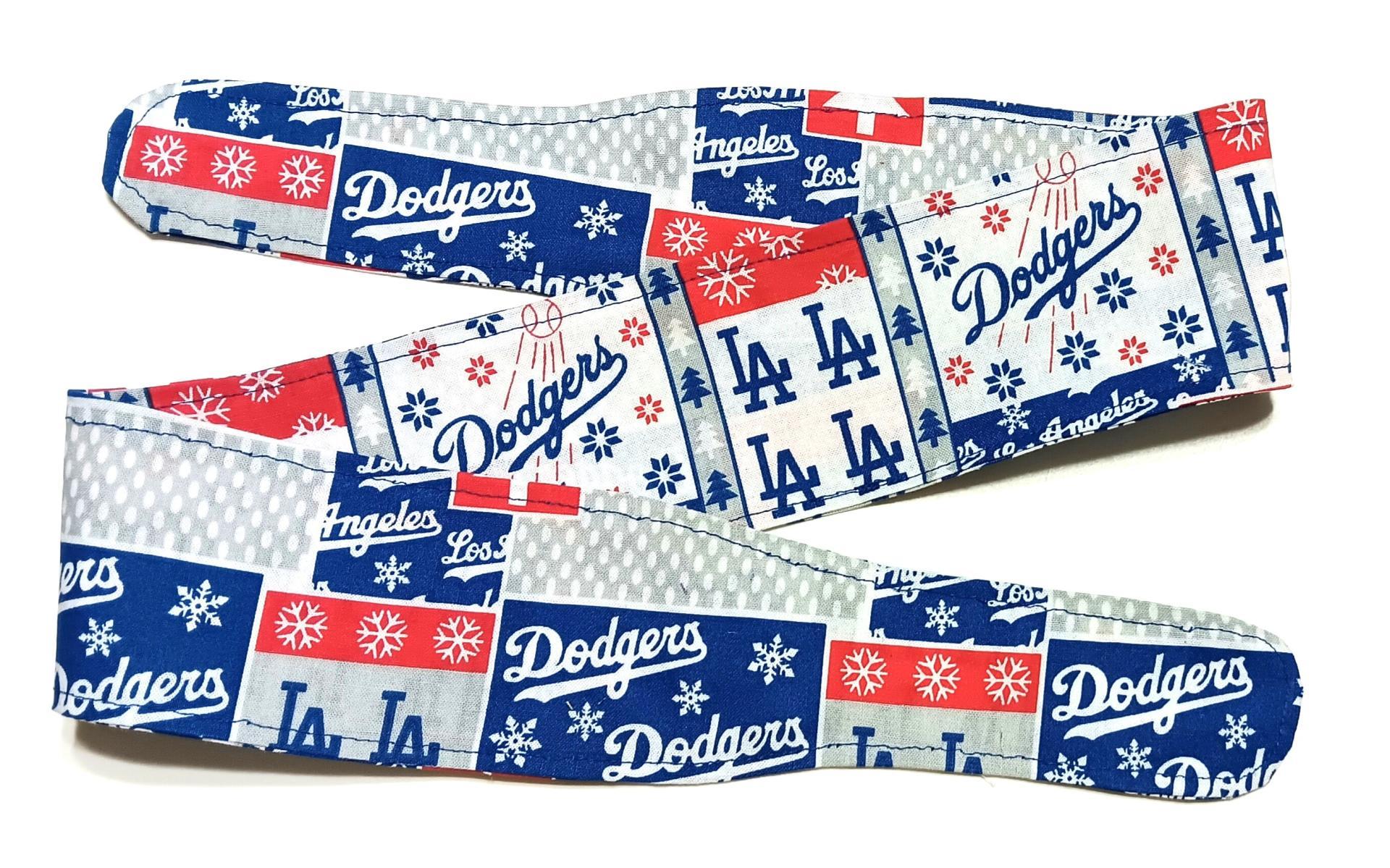 3” Wide LA Dodgers headband, self-tie, Christmas winter theme, handmade, hair tie, scarf, pin up style, hair wrap, retro style, rockabilly