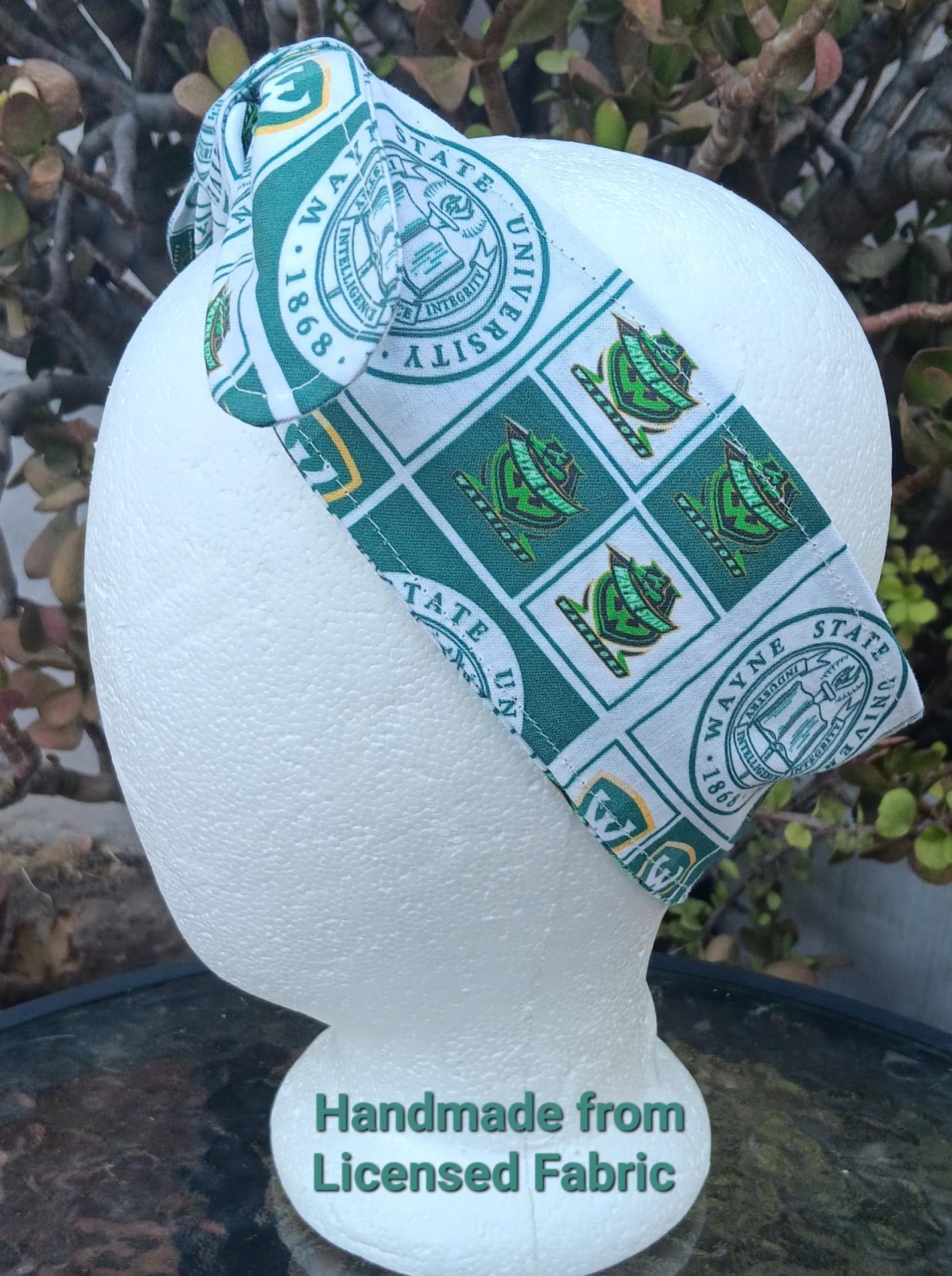 3” Wide Wayne State University headband, Warriors, hair wrap, hair tie, head wrap, pin up style, retro, rockabilly, scarf, handmade