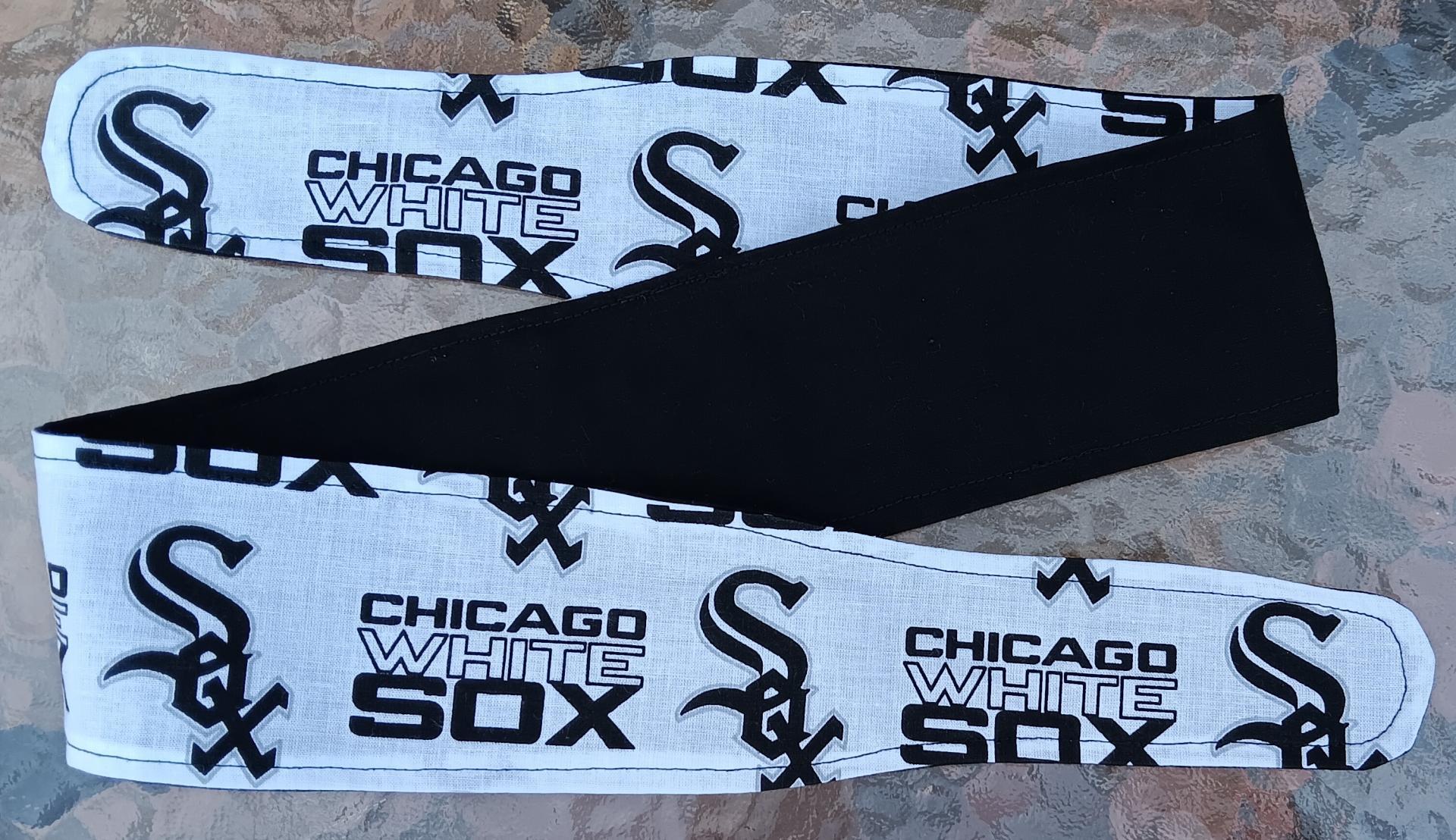 3” Wide Chicago White Sox Headband, hair wrap, pin up, hair tie, head wrap, neck scarf, retro style, rockabilly, top knot, handmade