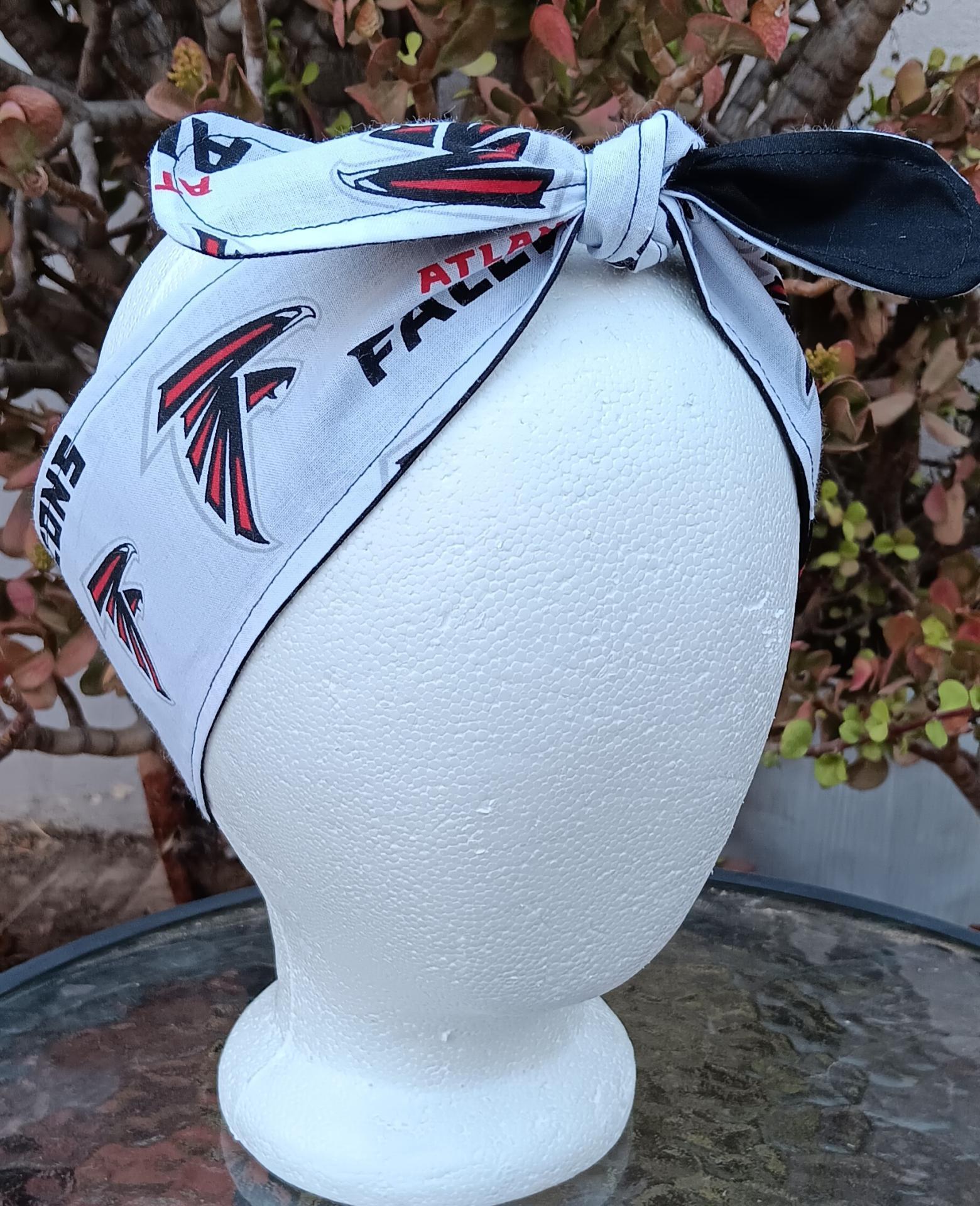 3” wide Atlanta Falcons self tie fabric headband, hair tie, hair wrap, pin up style, scarf, rockabilly style, handmade