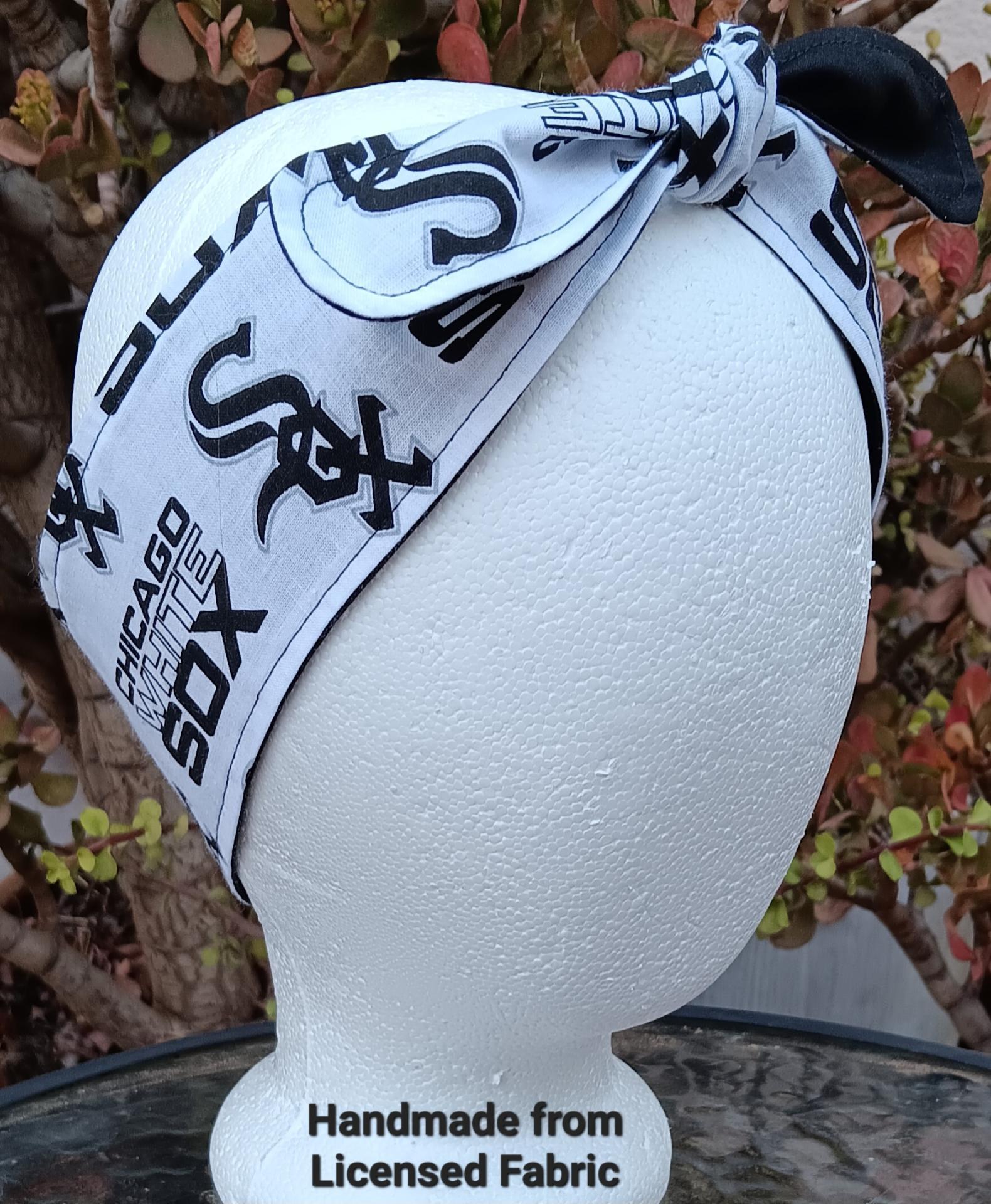 3” Wide Chicago White Sox Headband, self tie, hair wrap, pin up, hair tie, head wrap, scarf, retro style, rockabilly, handmade