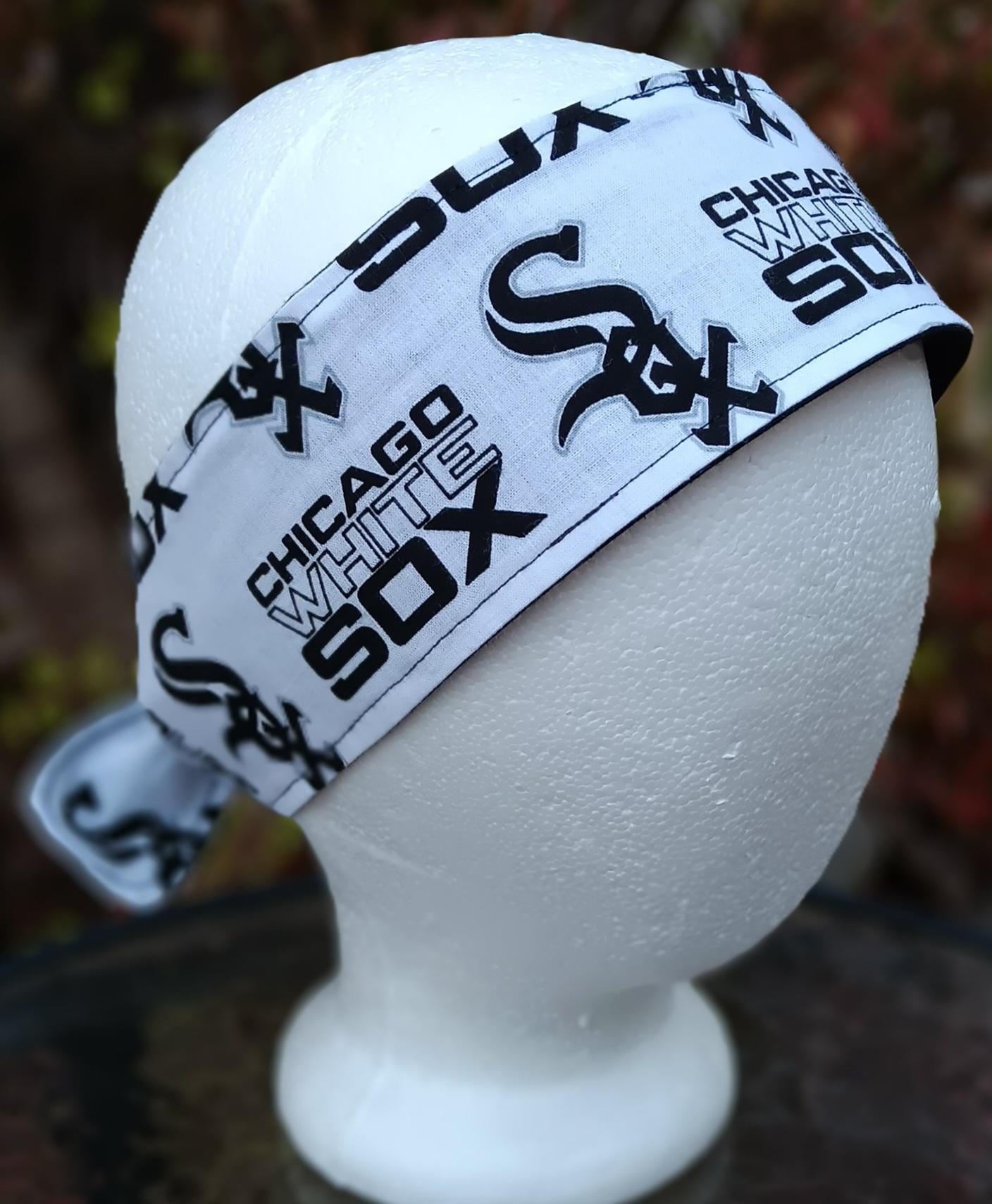 3” Wide Chicago White Sox Headband, self tie, hair wrap, pin up, hair tie, head wrap, scarf, retro style, rockabilly, handmade