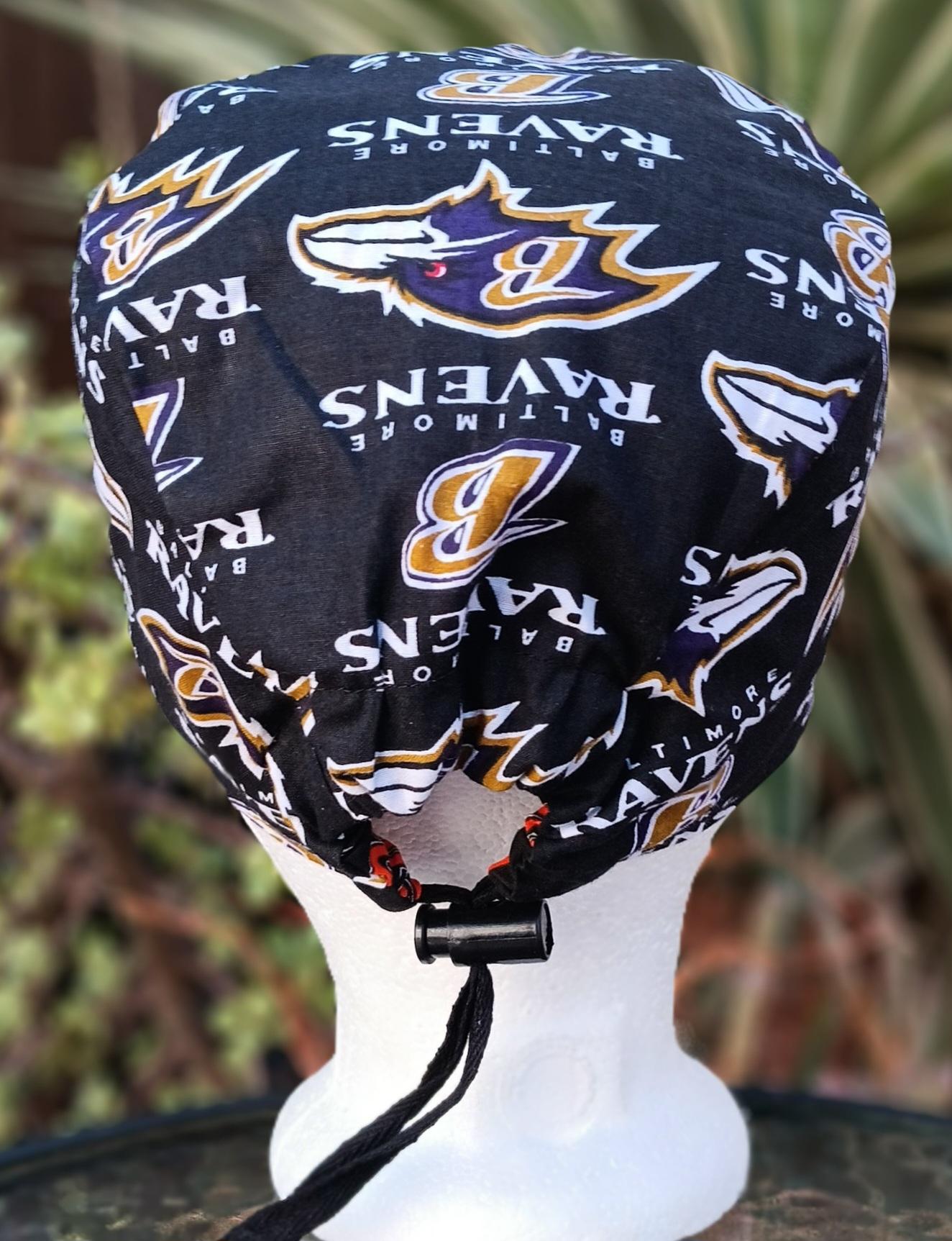 Toggle Cord Lock Reversible Baltimore Orioles & Ravens scrub cap, adjustable, cotton, surgical nurse tech technician doctor medical hat