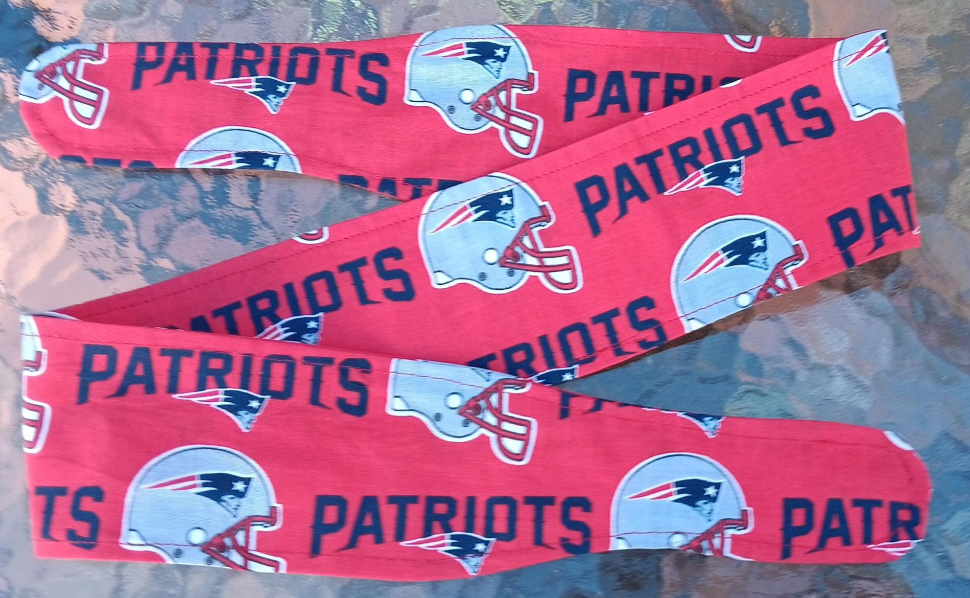 3” wide New England Patriots headband, hair tie, hair wrap, pin up style, self tie, scarf, rockabilly style, handmade