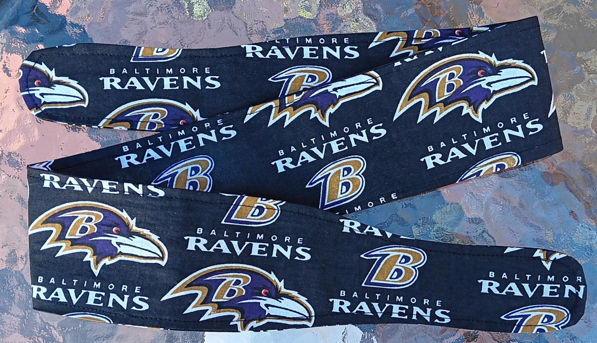 3” wide Baltimore Ravens headband, self tie, hair tie, hair wrap, pin up style, scarf, rockabilly style, handmade