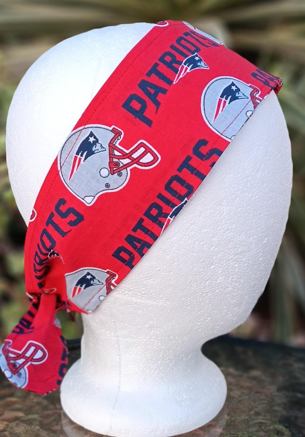 3” wide New England Patriots headband, hair tie, hair wrap, pin up style, self tie, scarf, rockabilly style, handmade