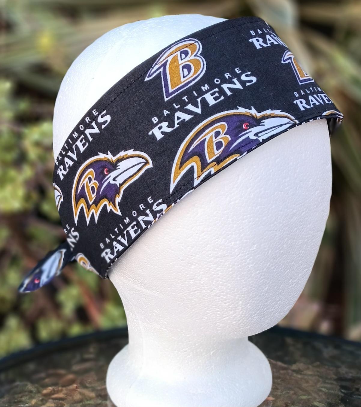 3” wide Baltimore Ravens headband, self tie, hair tie, hair wrap, pin up style, scarf, rockabilly style, handmade