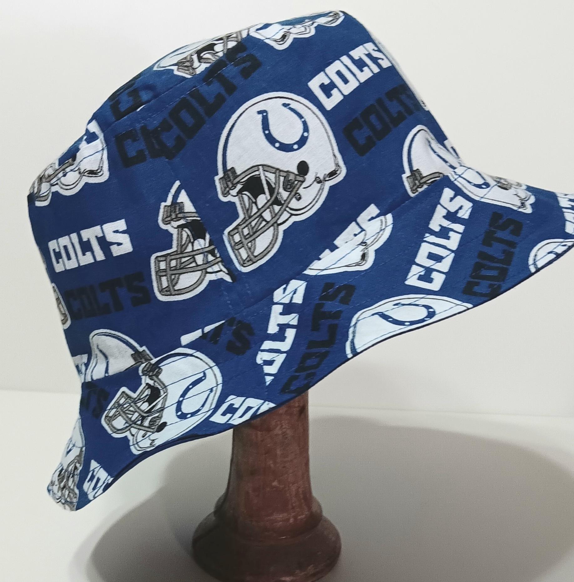 Indianapolis Colts Bucket Hat, Reversible, Unisex Sizes up to 4XL, handmade, cotton, summer fishing hat, sun hat, floppy hat, , ponytail hat, adults or older children
