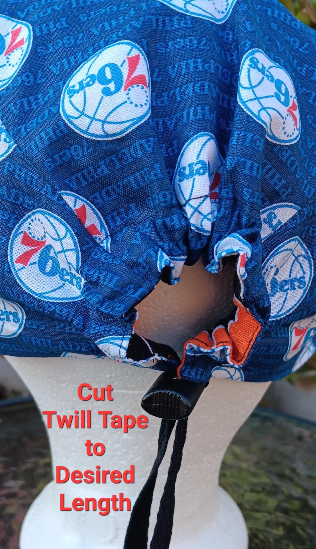 Toggle Cord Lock Reversible Philadelphia 76ers / Flyers scrub cap, adjustable, for nurse, dentist, technician, food service, handmade