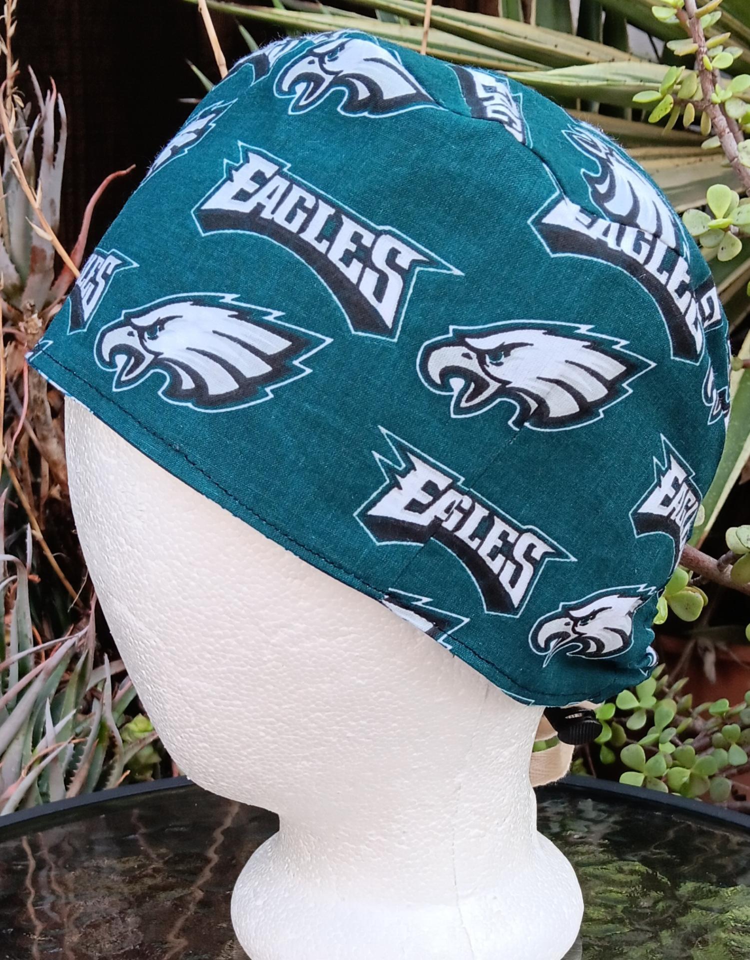 Toggle Cord Lock Reversible Philadelphia Eagles / 76ers scrub cap, adjustable, for nurse, dentist, technician, food service, handmade