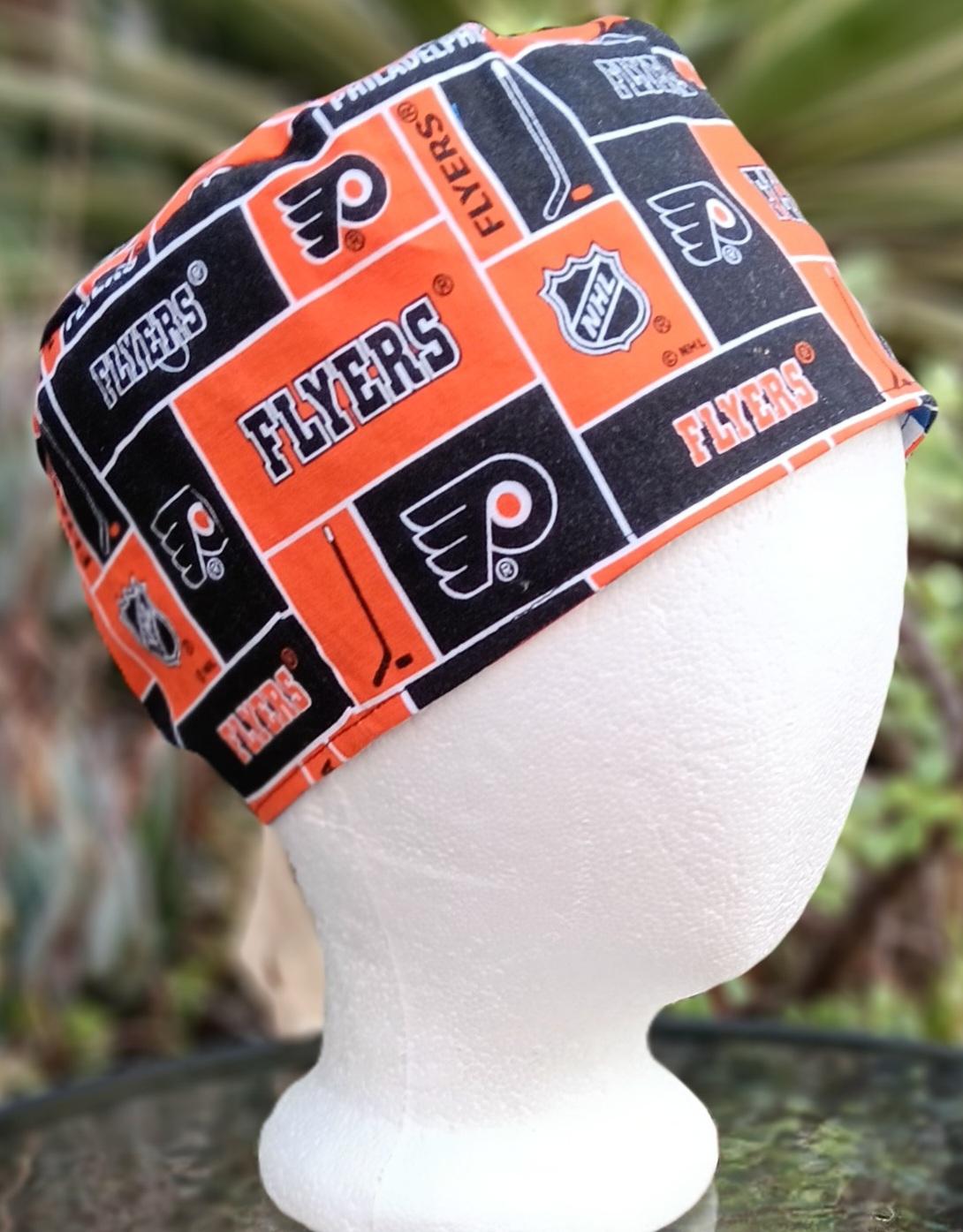 Toggle Cord Lock Reversible Philadelphia Eagles / Flyers scrub cap, adjustable, for nurse, dentist, technician, food service, handmade