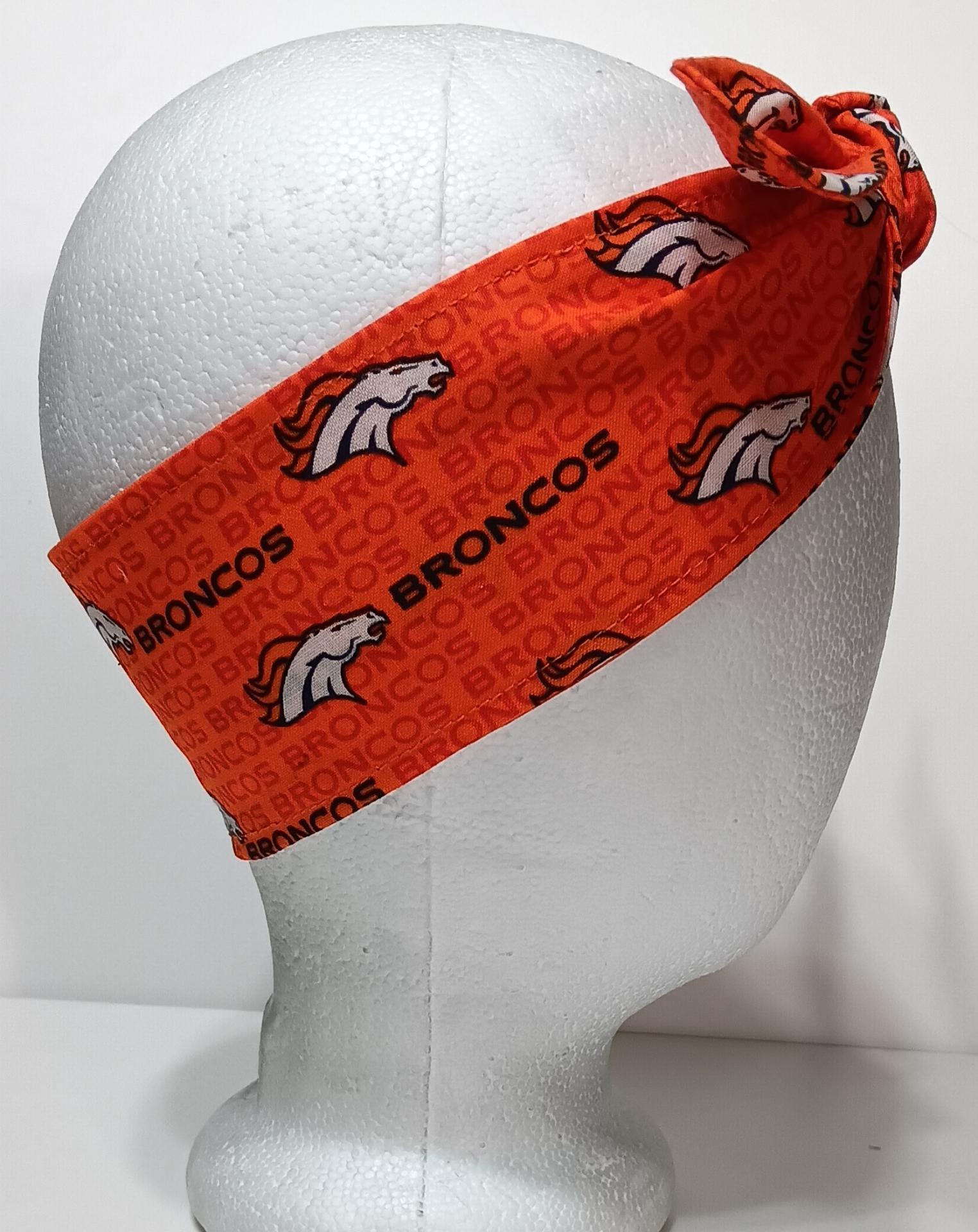 3” wide Denver Broncos headband, self tie, orange, hair tie, hair wrap, pin up style, scarf, rockabilly style, handmade