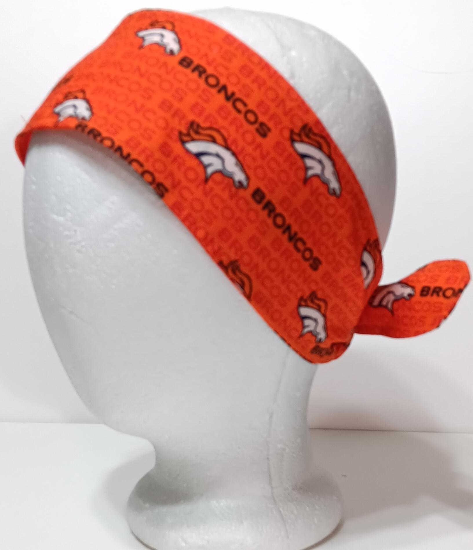 3” wide Denver Broncos headband, self tie, orange, hair tie, hair wrap, pin up style, scarf, rockabilly style, handmade