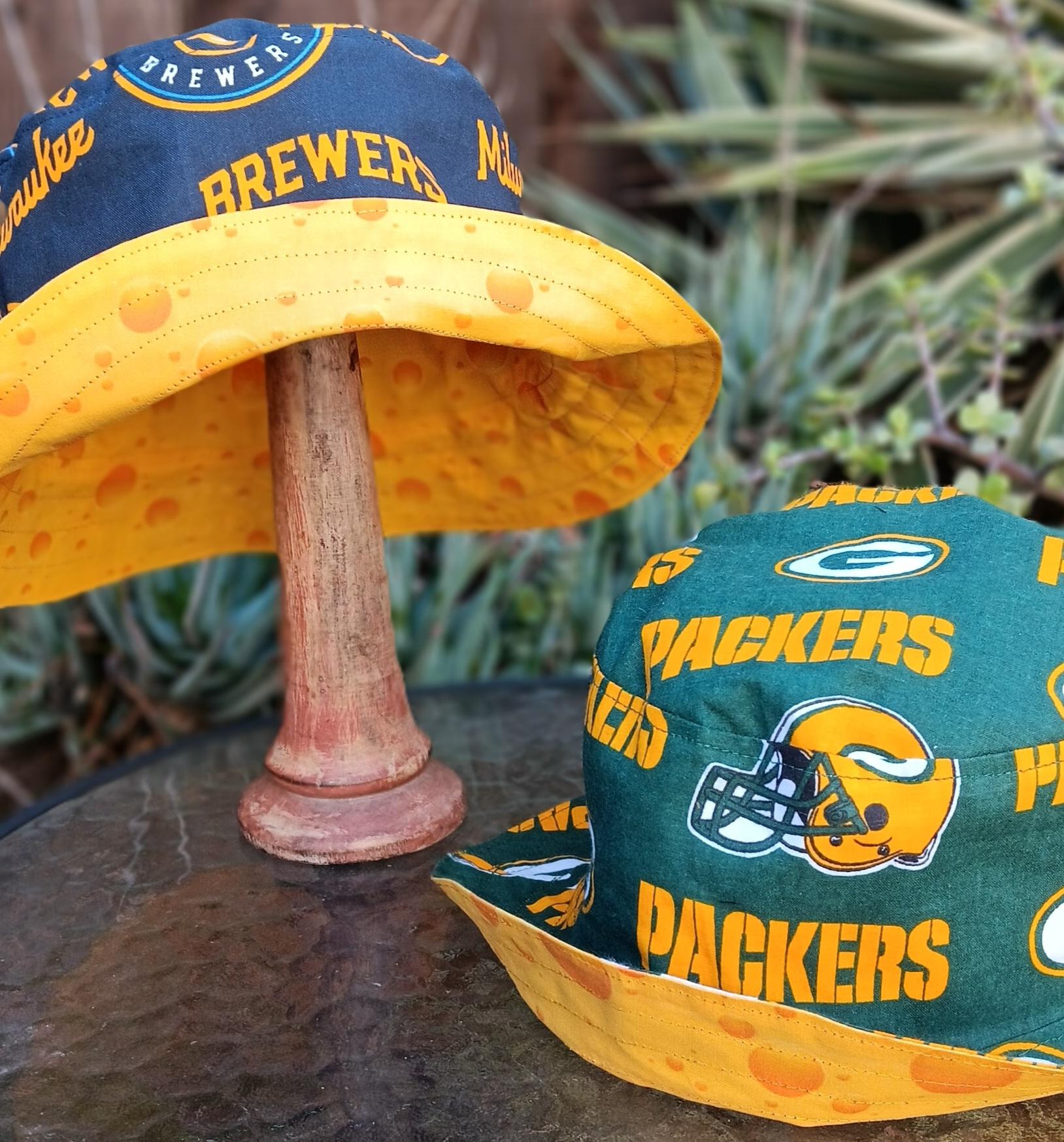 Milwaukee Brewers / Cheese Bucket Hat, Reversible, Sizes S-XXL, Cheesehead, Wisconsin, handmade, fishing hat, ponytail hat, floppy hat, adults or older children