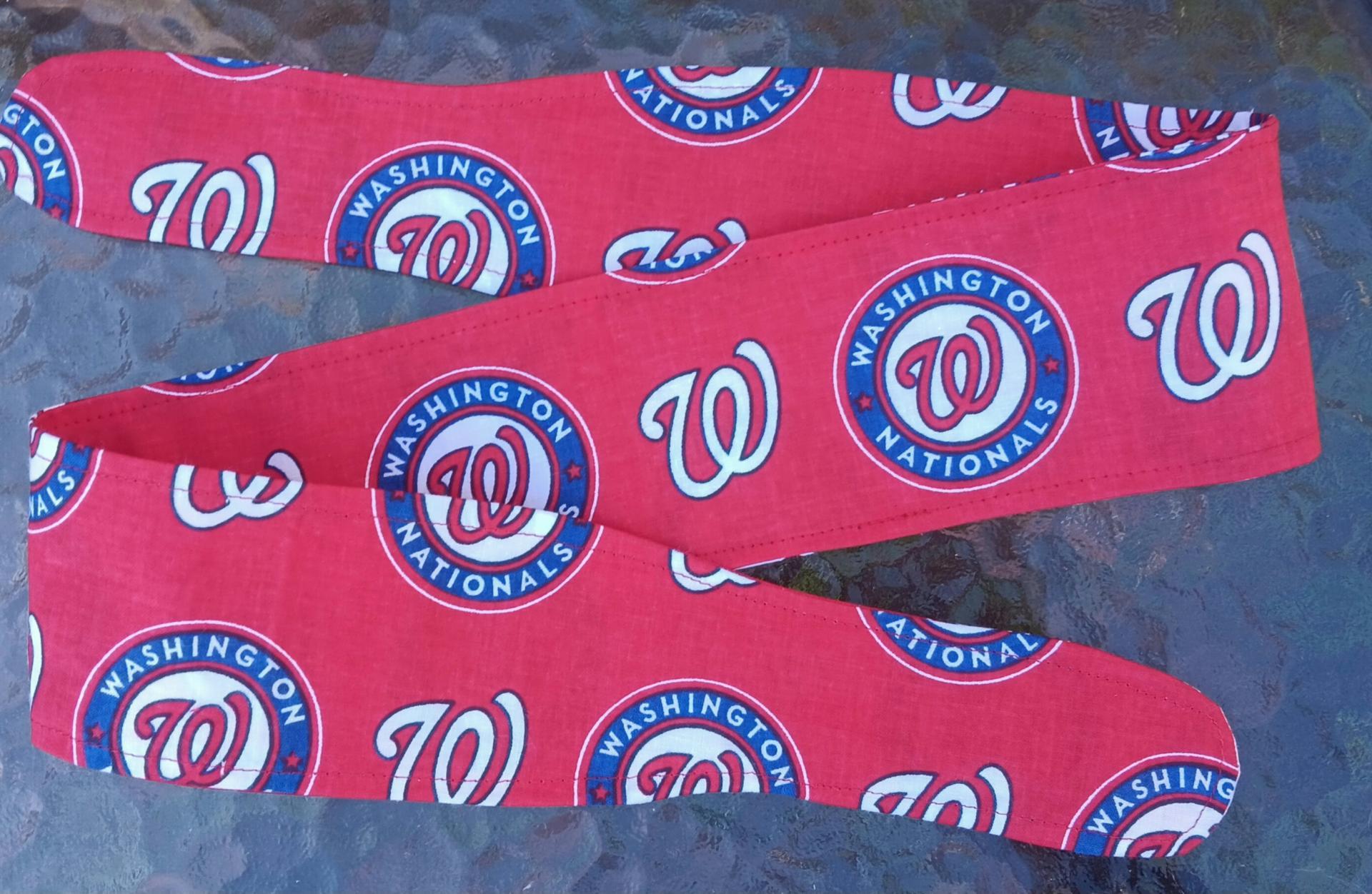 3” wide Washington Nationals headband, self tie, pin up style, scarf, retro style, bandana, rockabilly, baseball, handmade