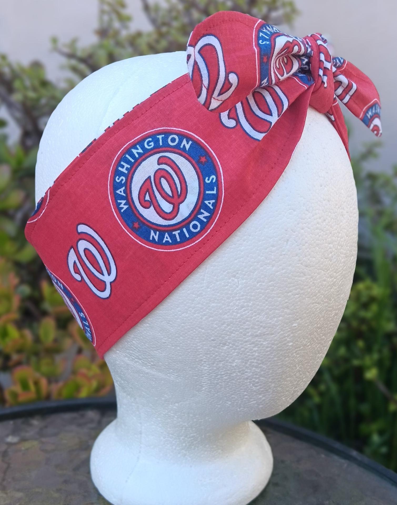 3” wide Washington Nationals headband, self tie, pin up style, scarf, retro style, bandana, rockabilly, baseball, handmade