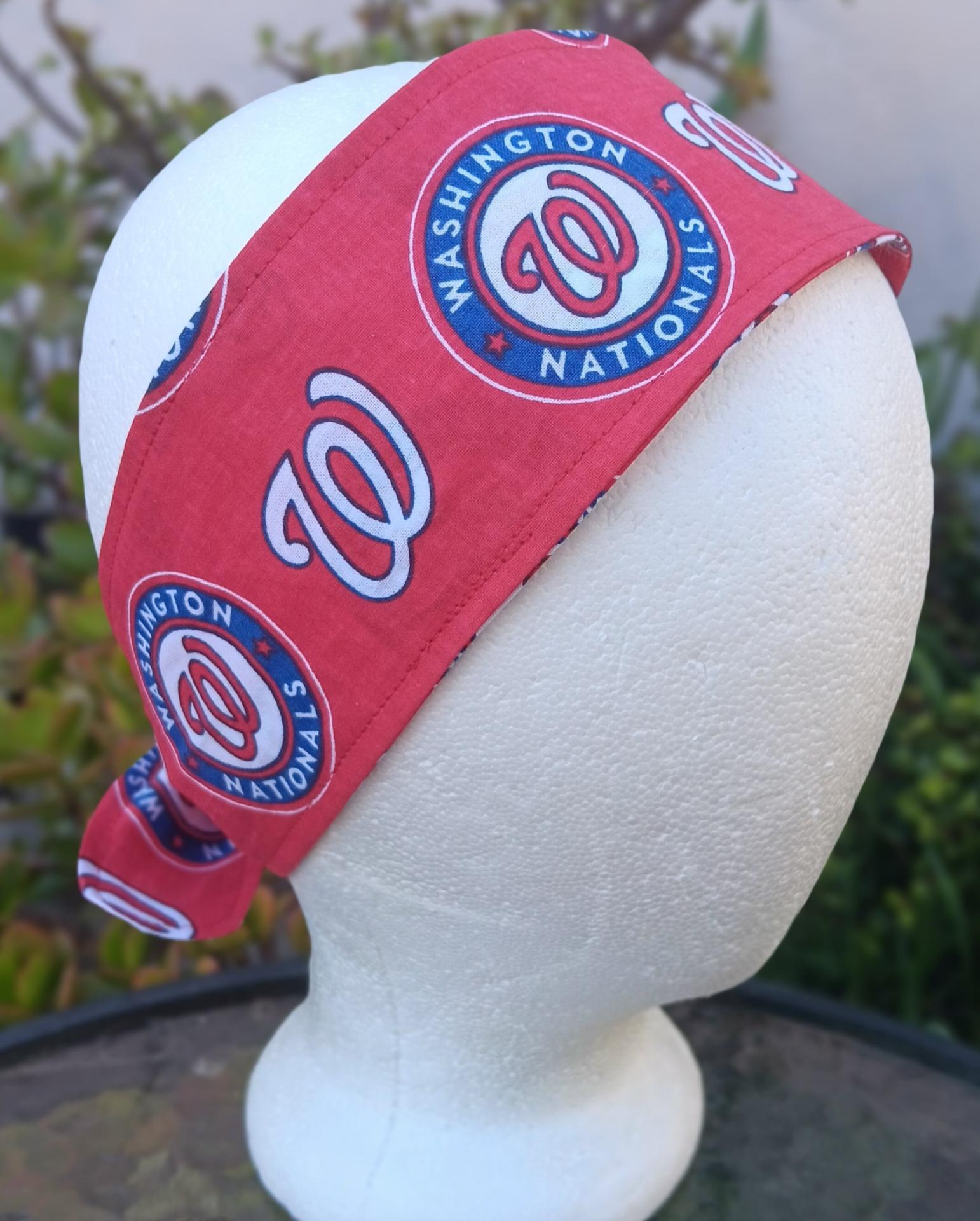 3” wide Washington Nationals headband, self tie, pin up style, scarf, retro style, bandana, rockabilly, baseball, handmade