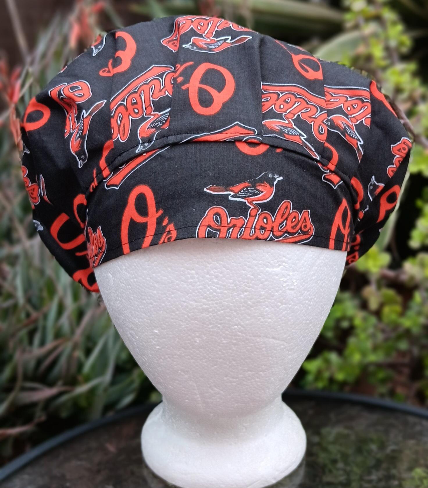 Bouffant Reversible Baltimore Orioles / Ravens scrub cap, adjustable, nurse, technician, doctor, food service, handmade