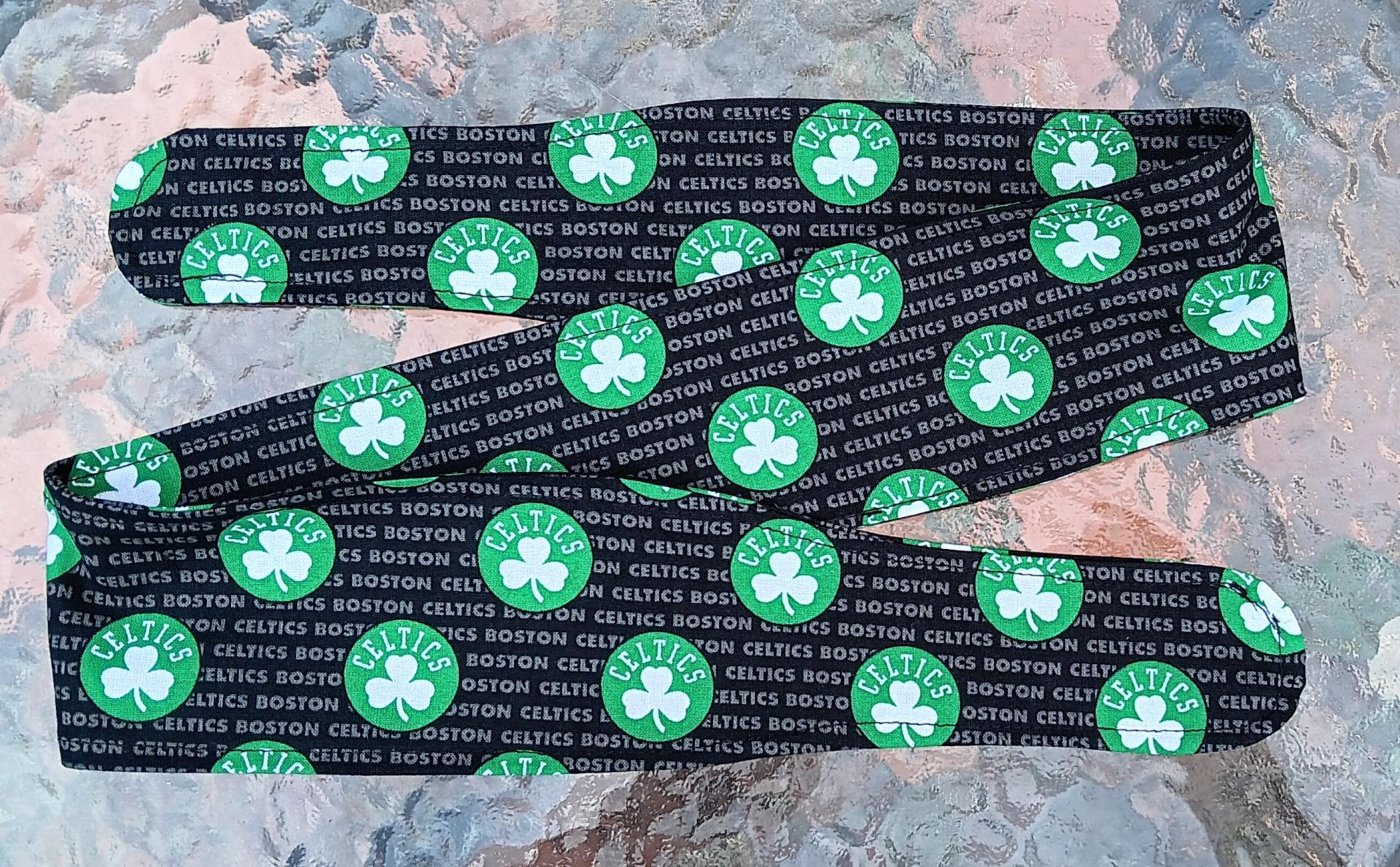 3” W Boston Celtics headband, self tie, hair wrap, pin up style, scarf, retro style, rockabilly, handmade