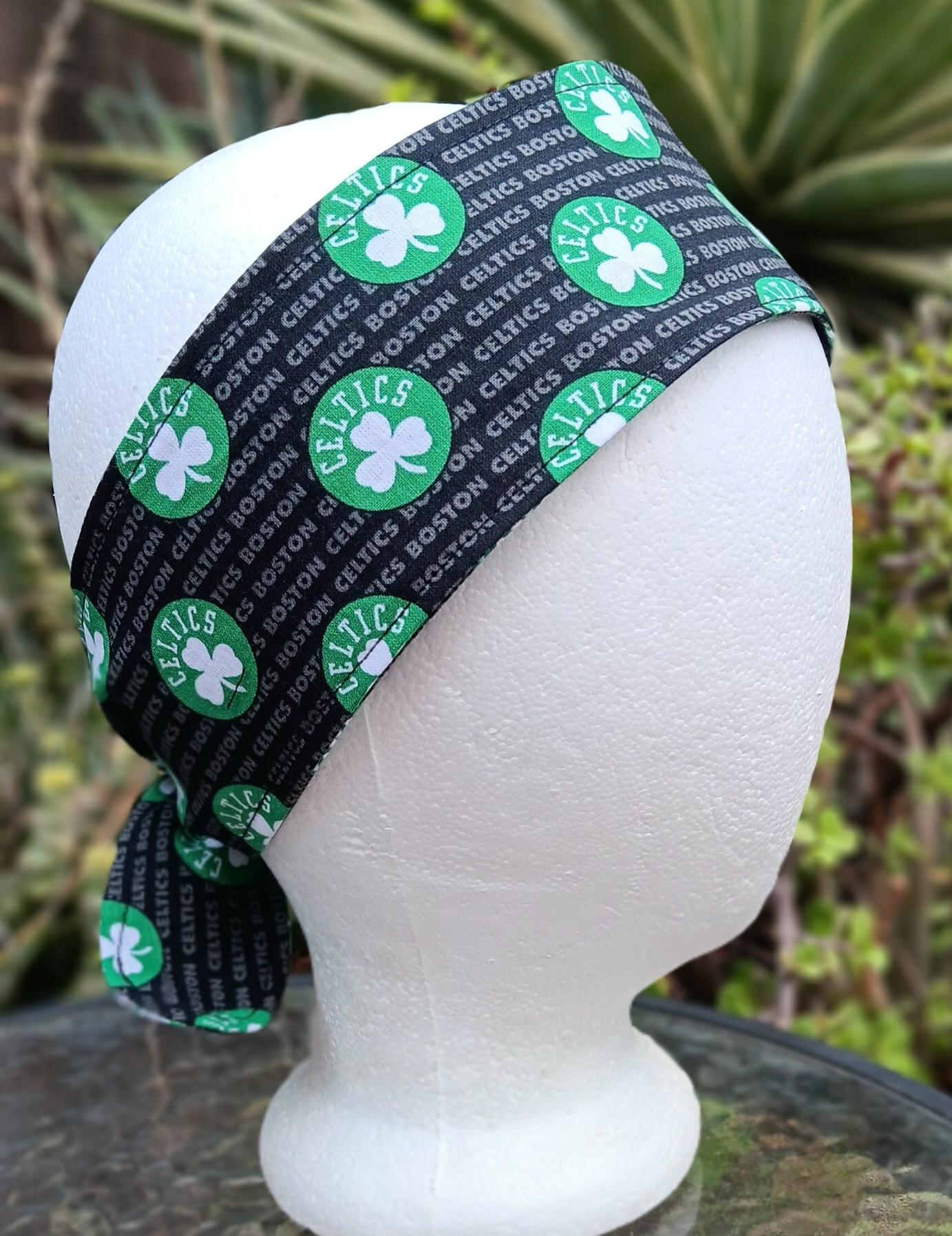 3” W Boston Celtics headband, self tie, hair wrap, pin up style, scarf, retro style, rockabilly, handmade