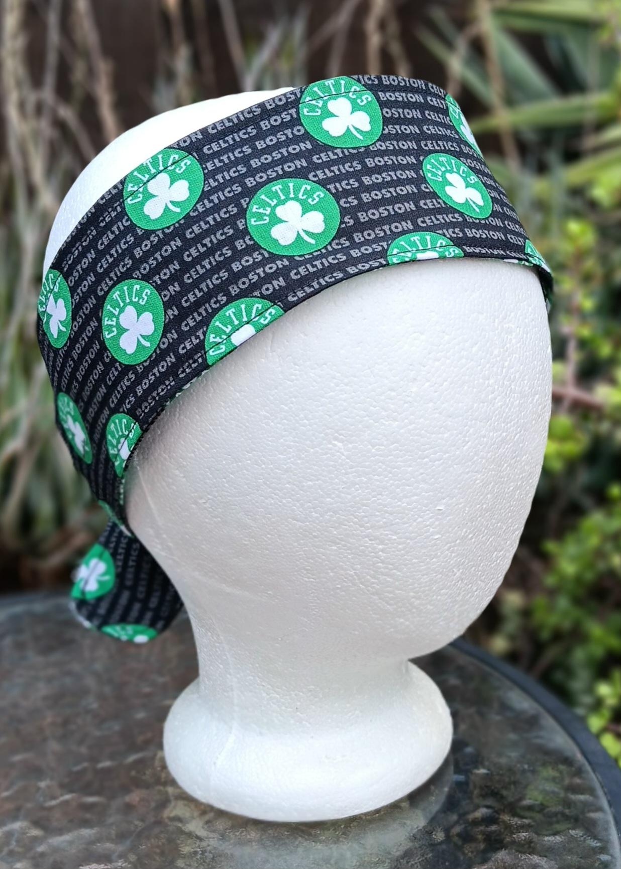 3” W Boston Celtics headband, self tie, hair wrap, pin up style, scarf, retro style, rockabilly, handmade