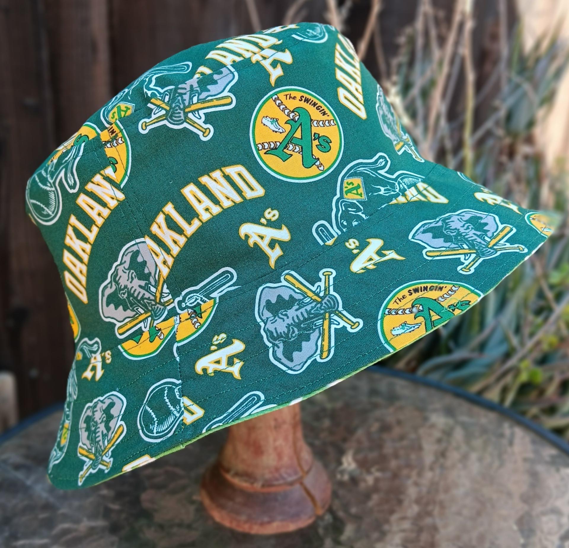 Swingin’ A’s Bucket Hat, Reversible, Unisex Sizes up to 4XL, Cotton, Handmade, Oakland Athletics, Oakland A's bucket hat, adults or older children