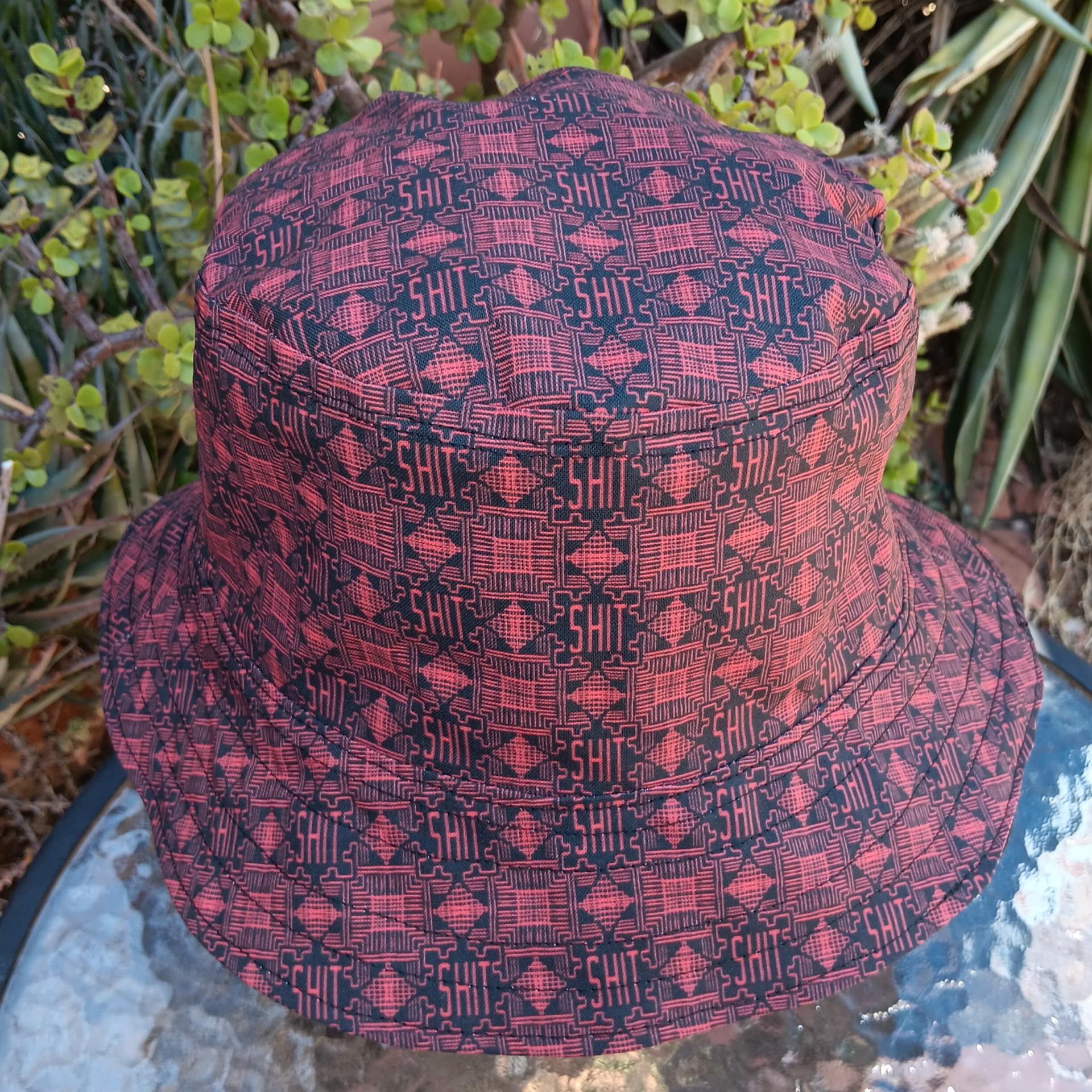 Geometic "SH*T" Print Bucket Hat, Reversible to Black, S-XXL, summer hat, sun hat, floppy hat, funny sassy gift for friend