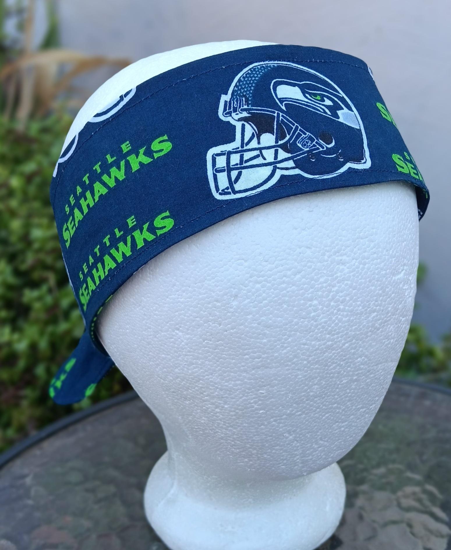 3” wide Seattle Seahawks headband, hand made, self tie, pin up style, head scarf, retro style, hat band, hat scarf