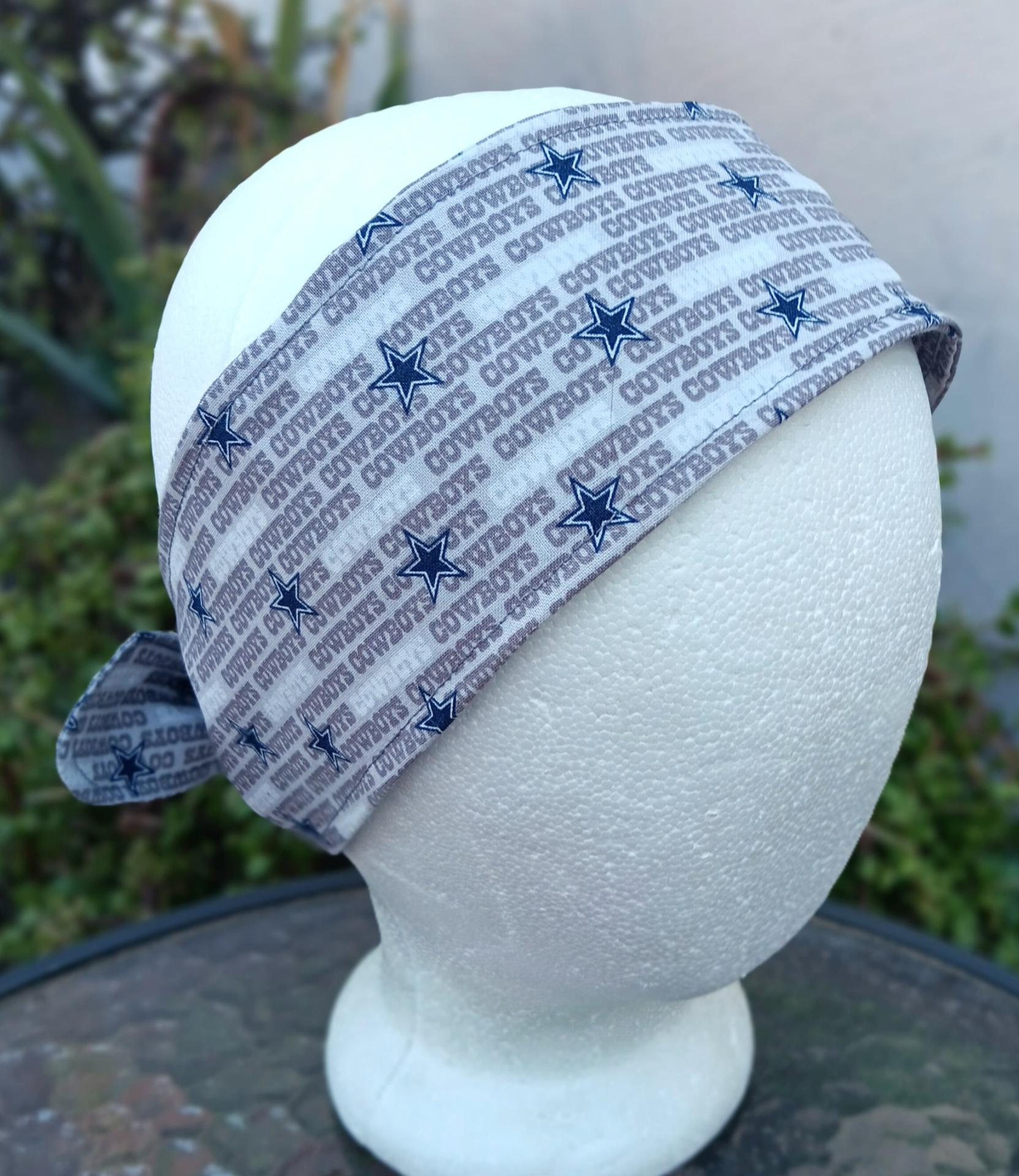 3” wide Dallas Cowboys Headband, handmade, self tie, pin up style, scarf, retro style, bandana, rockabilly style