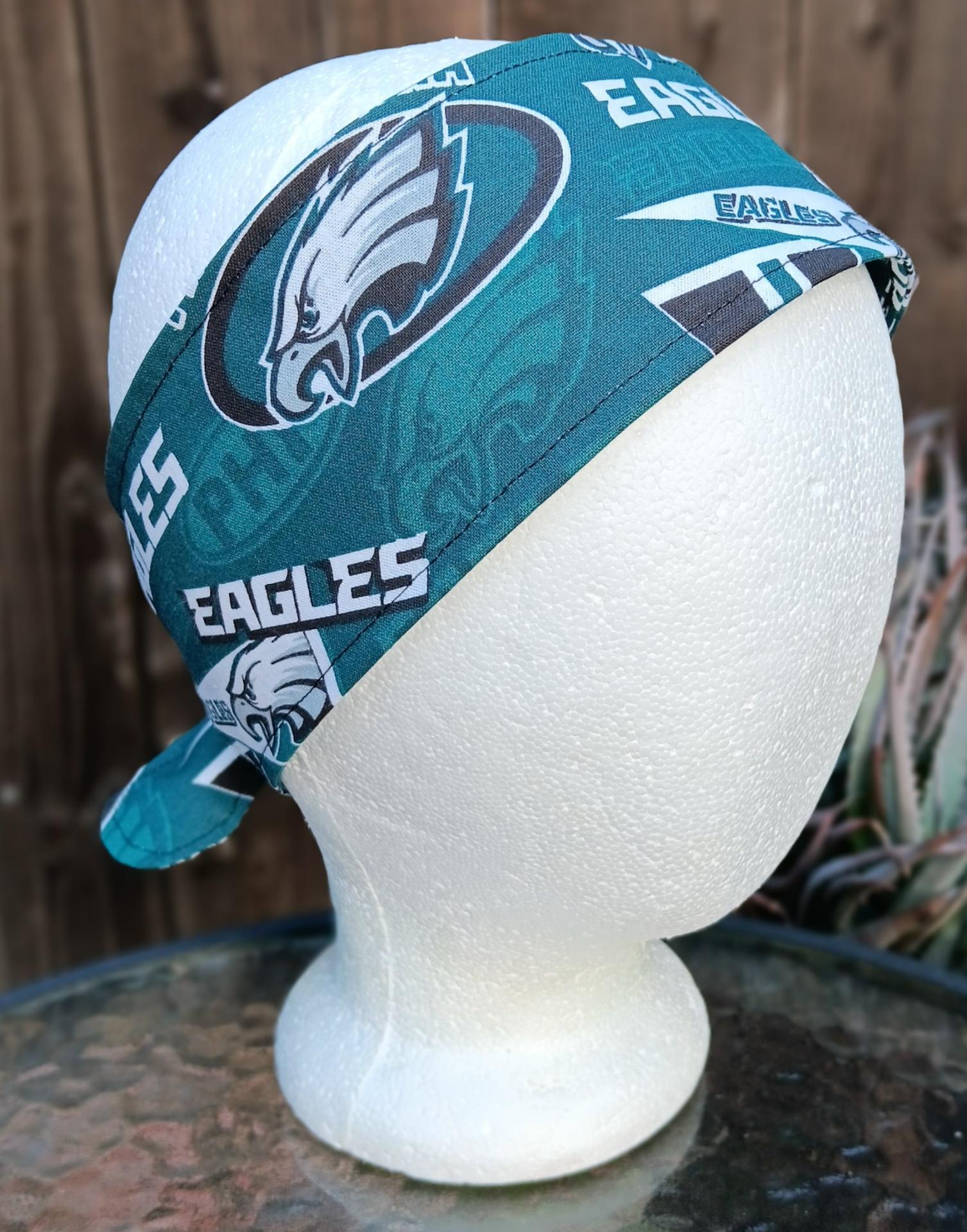 3” wide Philadelphia Eagles headband, self tie, hair wrap, hair tie, pin up, scarf, bandana