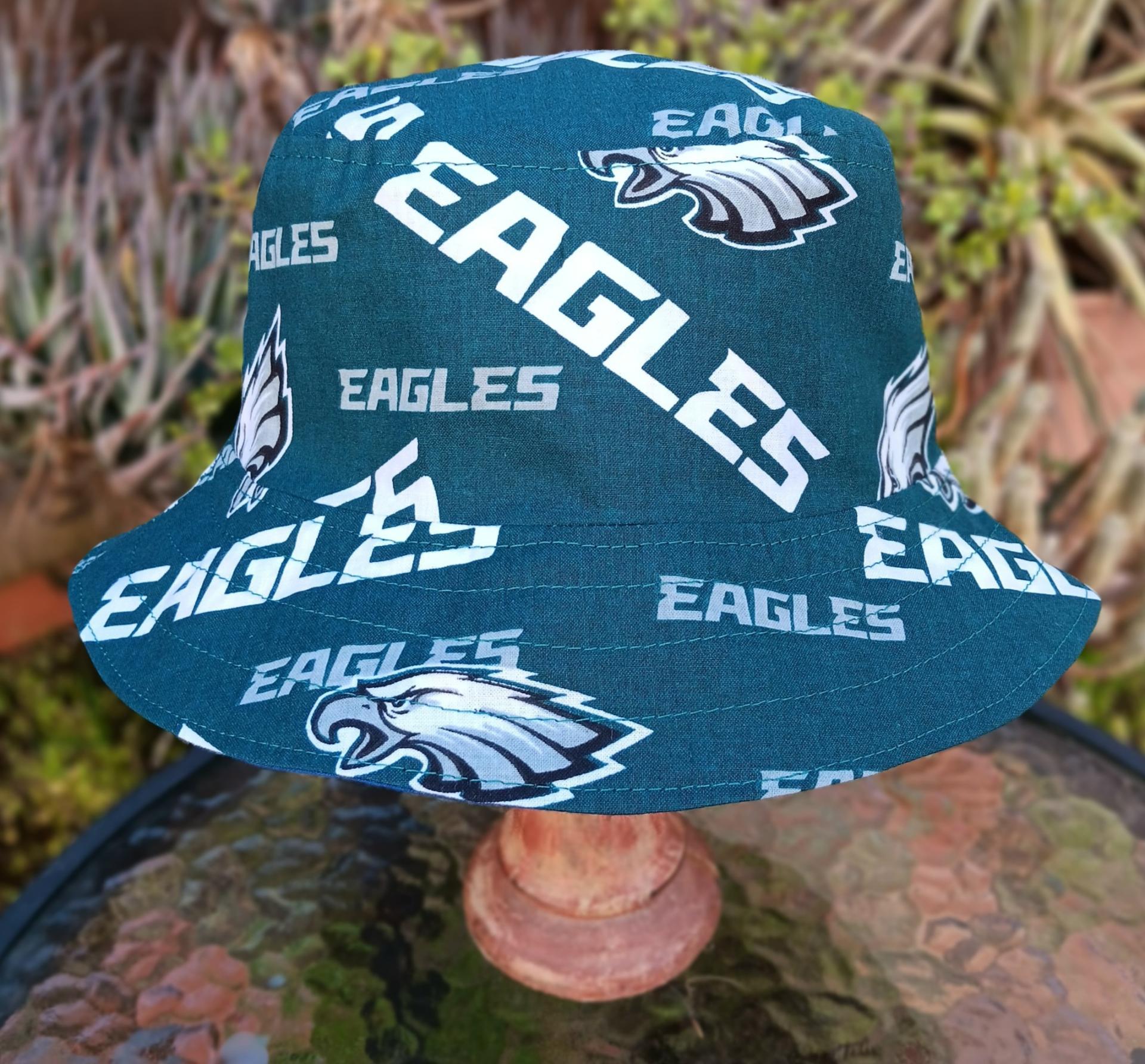 Philadelphia Eagles Bucket Hat, Handmade, Reversible to Black, Unisex Sizes up to 4XL, fishing hat, sun hat, floppy hat, ponytail hat