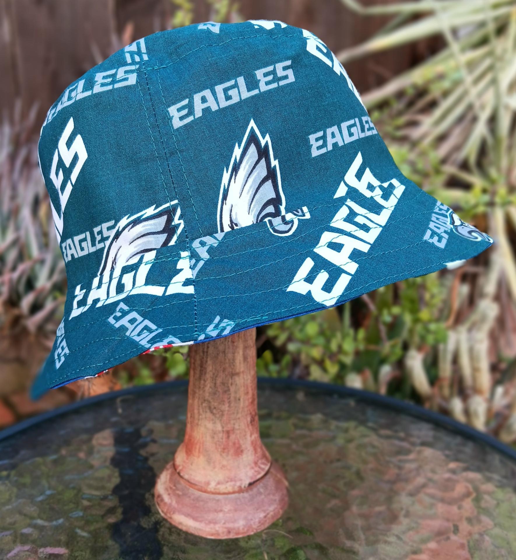Philadelphia Eagles Bucket Hat, Handmade, Reversible to Black, Unisex Sizes up to 4XL, fishing hat, sun hat, floppy hat, ponytail hat