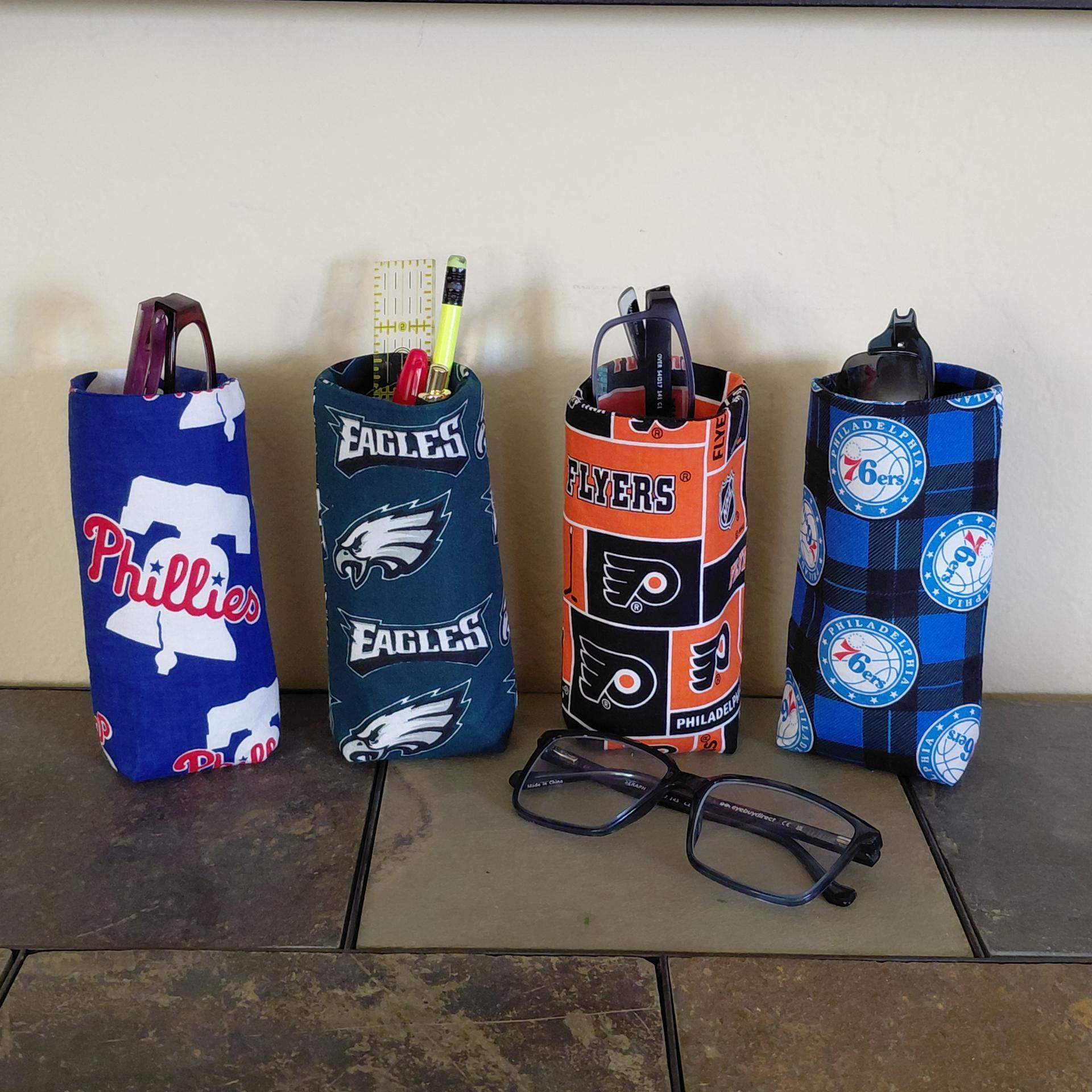 Philadelphia Sports Teams Upright Eyeglass Holder, Handmade, Weighted, Glasses Case, Glasses Stand, Phillies, Eagles, Flyers, 76ers
