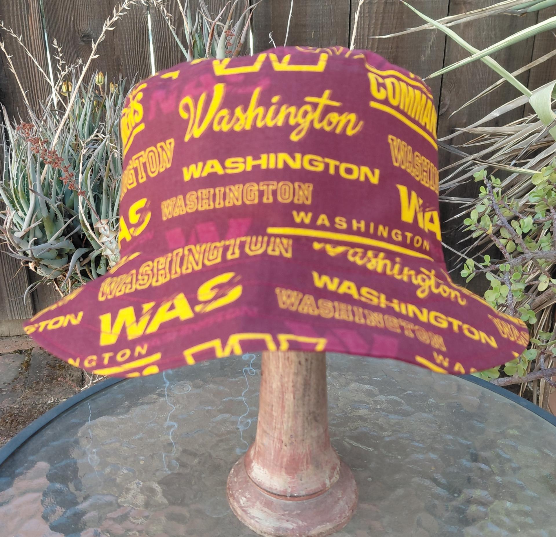 Washington Commanders Bucket Hat, Handmade, Reversible to Burgundy, Sizes up to 4XL, summer hat, fishing hat, sun hat, floppy hat, ponytail hat