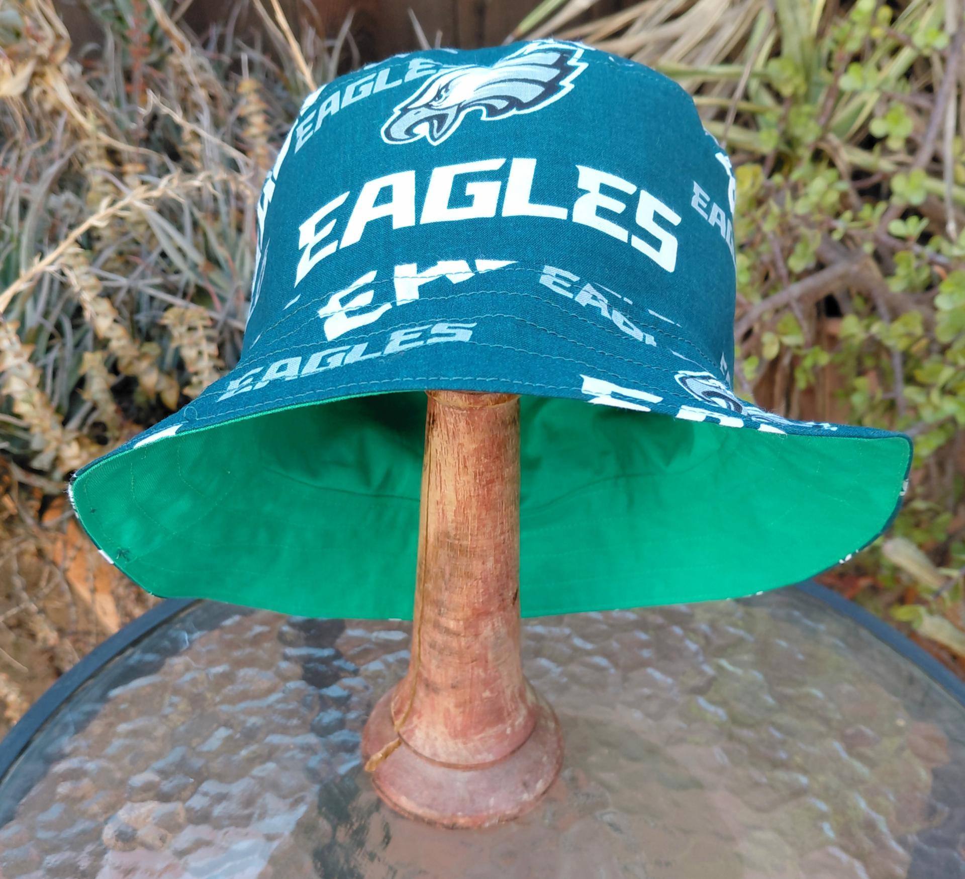 Philadelphia Eagles Bucket Hat, Reversible to Kelly Green, Sizes up to 4XL, Unisex, Handmade, fishing hat, sun hat, floppy hat, ponytail hat