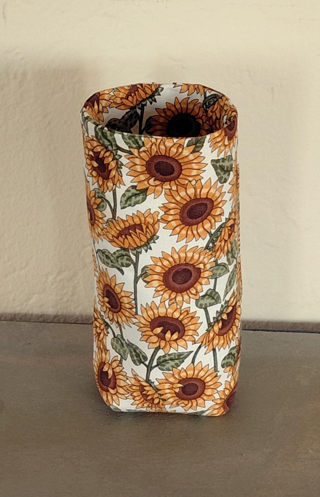 Sunflowers Upright Eyeglasses Holder, Glasses Stand, Eyeglasses Cup, Weighted Fabric Eyeglass Keeper, Floral Glasses Case, Handmade