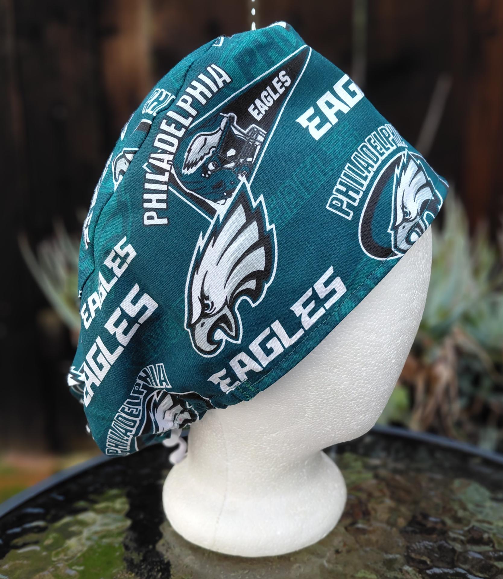 Euro Style Reversible Philadelphia Eagles / Phillies scrub cap, handmade, adjustable with toggle, for nurse, dentist, technician, food service
