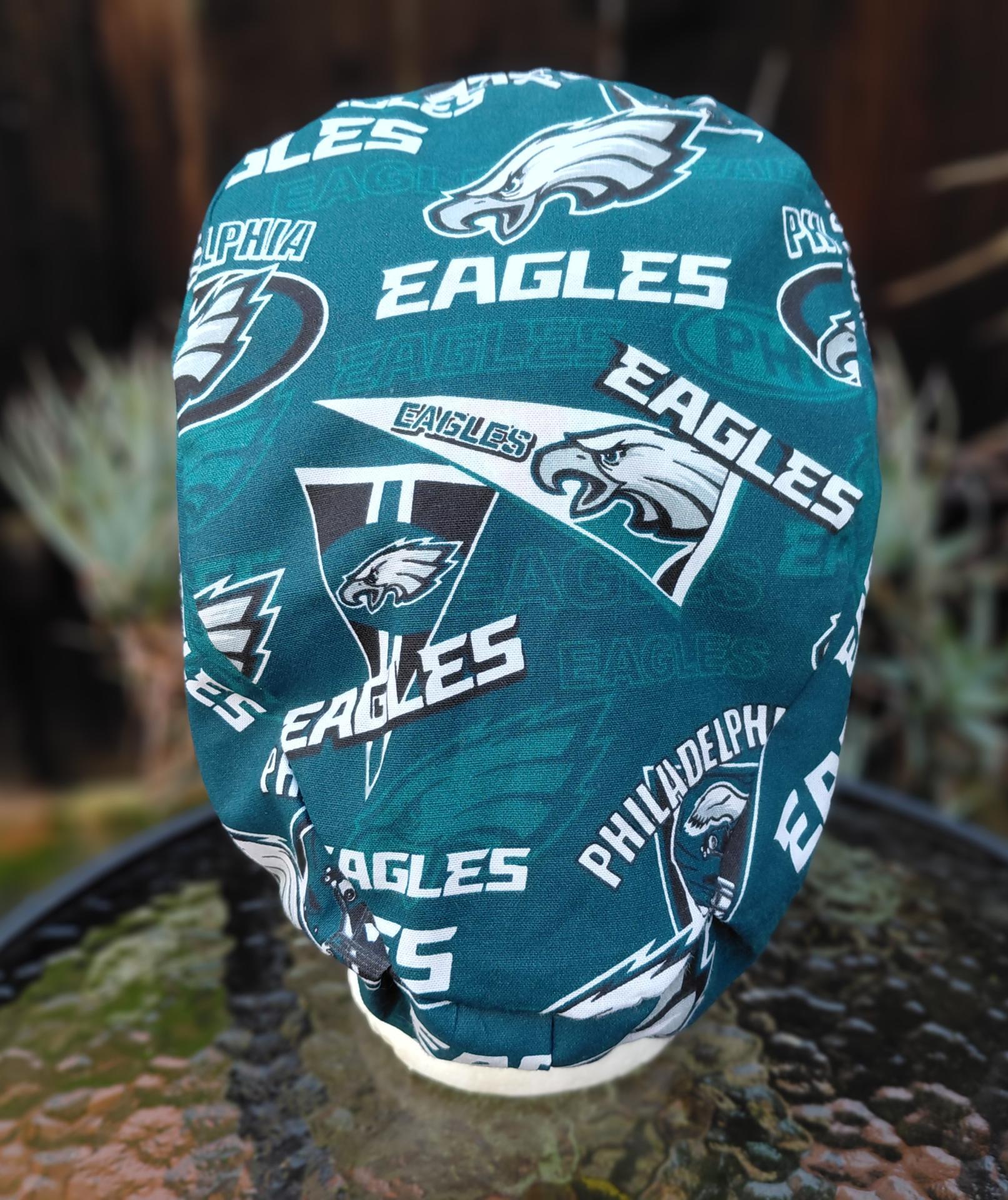 Euro Style Reversible Philadelphia Eagles / Phillies scrub cap, handmade, adjustable with toggle, for nurse, dentist, technician, food service