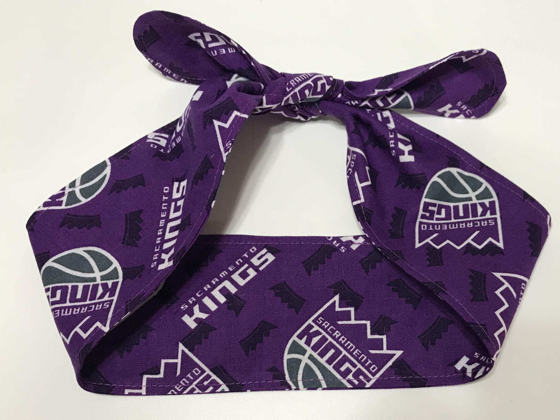 3” Wide Sacramento Kings hair tie, hair wrap, headband, pin up, self tie, scarf, neckerchief, retro, rockabilly, no wire