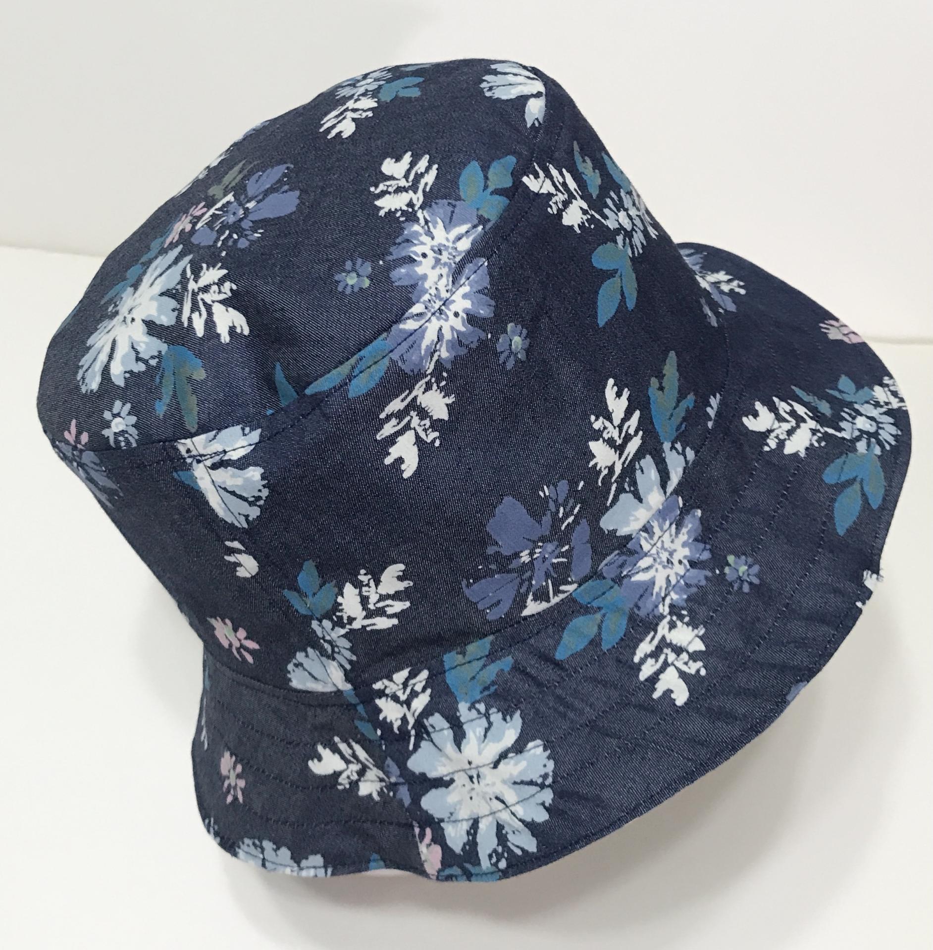 Floral Denim Bucket Hat, Reversible, Sizes up to 4XL, floppy hat, gardening hat, sun hat, casual hat, woman's fishing hat, adults or older children