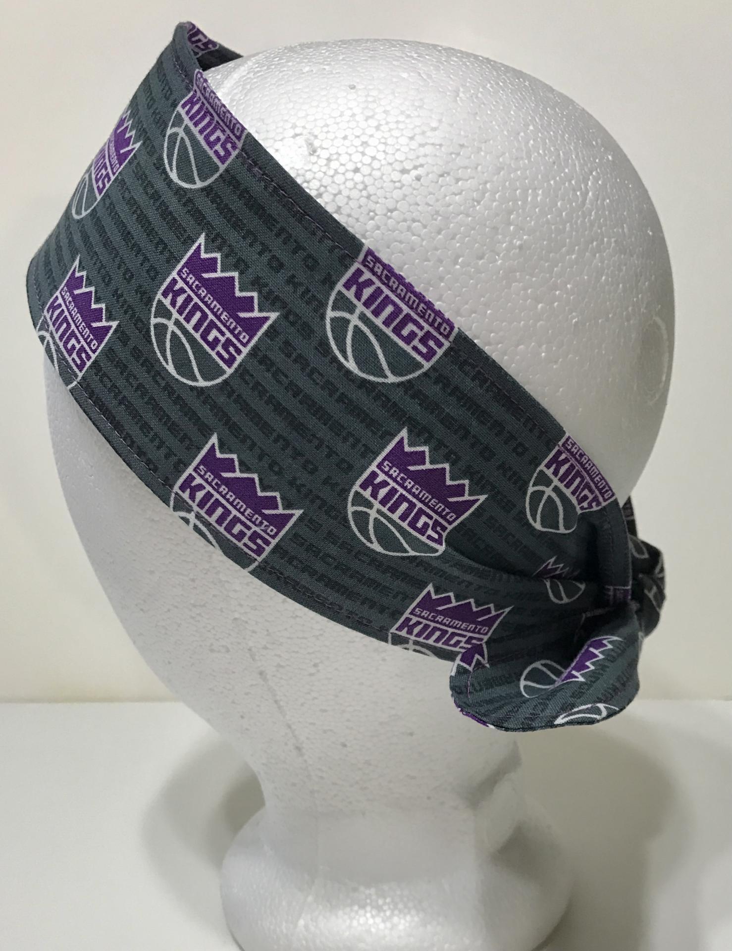 3” Wide Sacramento Kings headband, self tie, hair wrap, pin up style, scarf, bandana, retro style, rockabilly, basketball, handmade