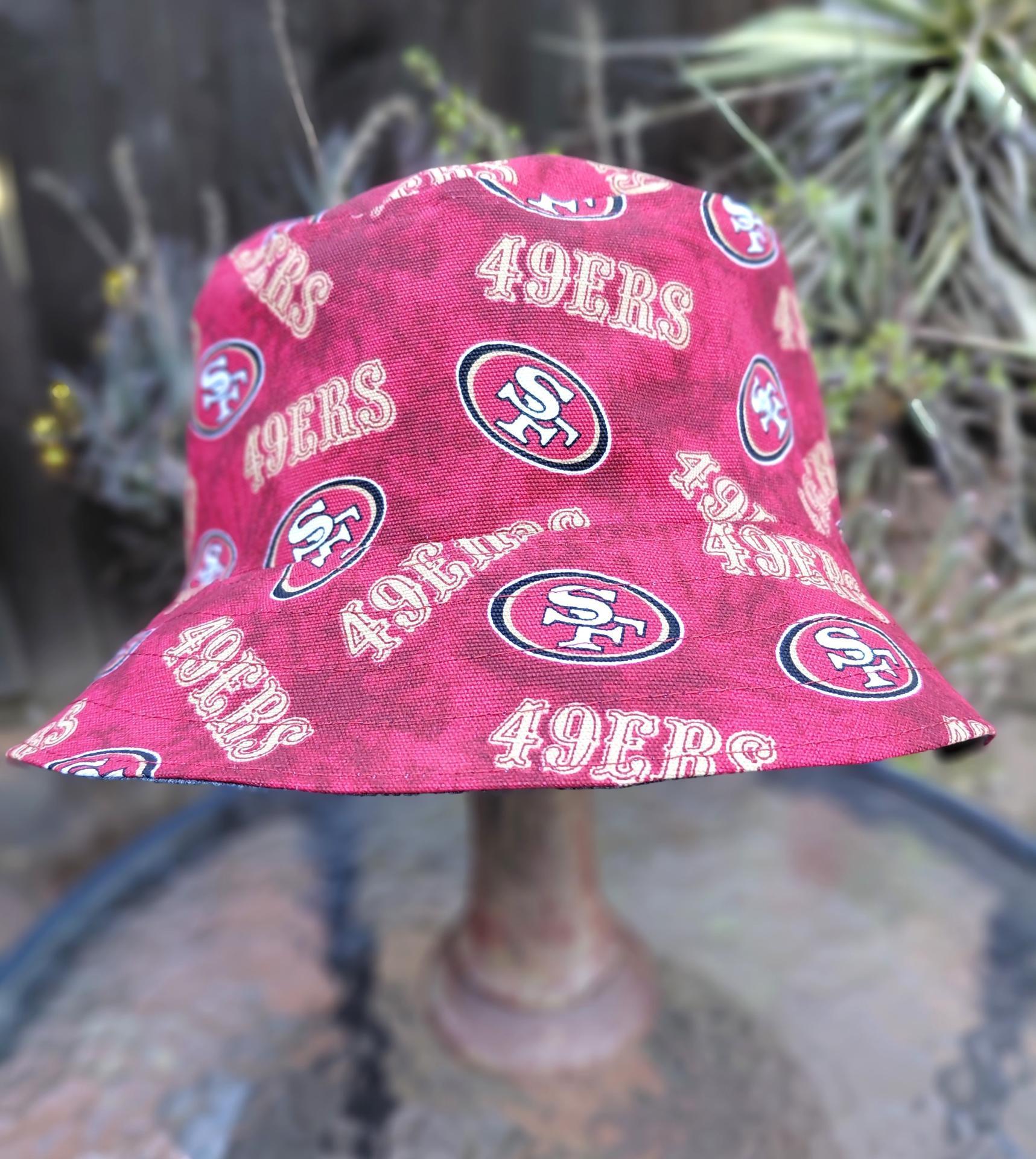 San Francisco 49ers Bucket Hat, CANVAS, Handmade, Red, Reversible, Unisex Sizes up to 4XL, summer fishing hat, sun hat, floppy hat, adults or children
