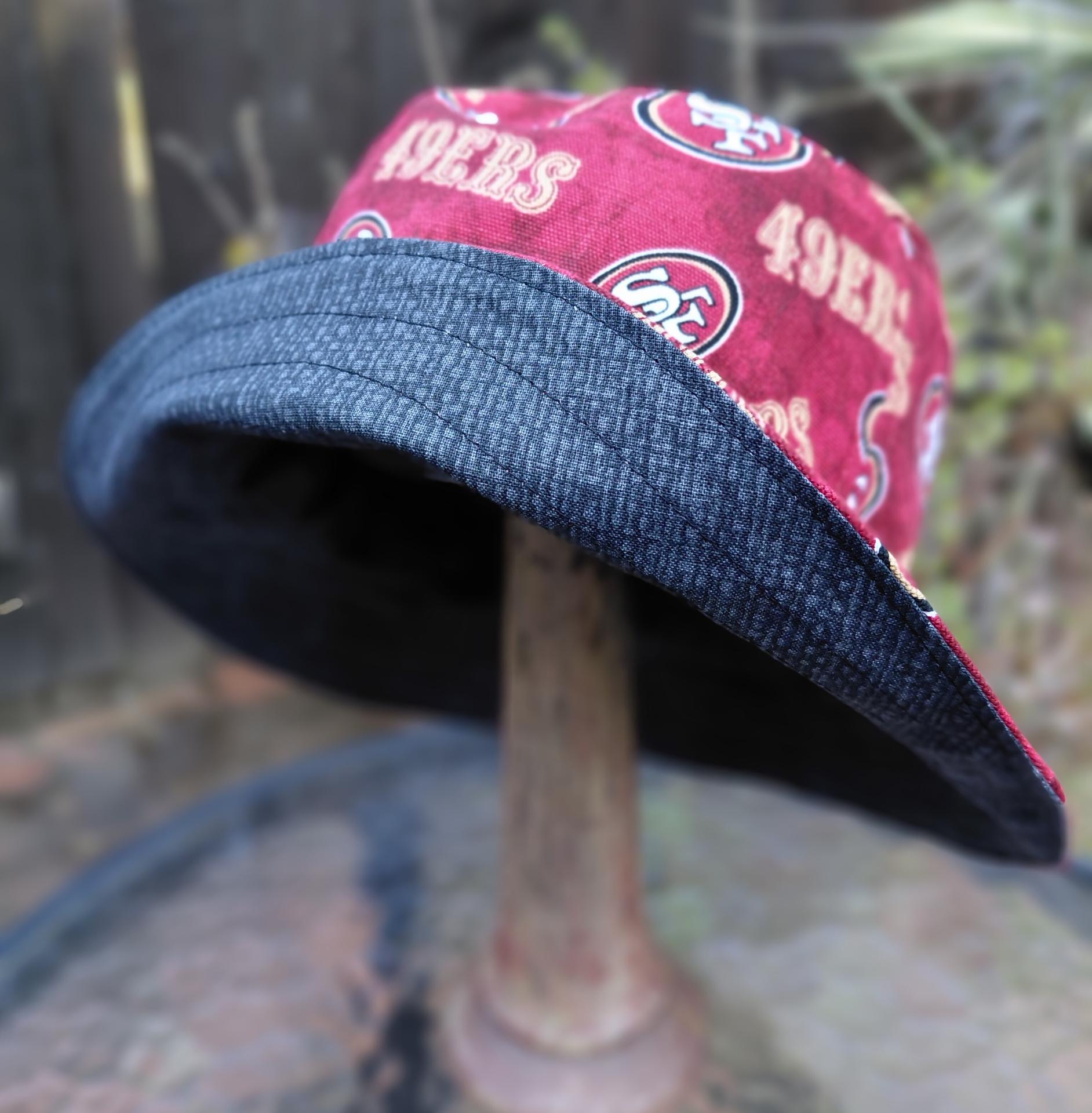 San Francisco 49ers Bucket Hat, CANVAS, Handmade, Red, Reversible, Unisex Sizes up to 4XL, summer fishing hat, sun hat, floppy hat, adults or children