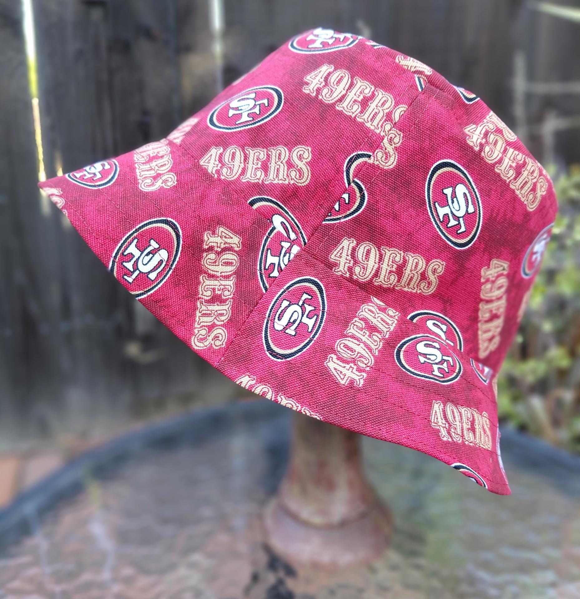 San Francisco 49ers Bucket Hat, CANVAS, Handmade, Red, Reversible, Unisex Sizes up to 4XL, summer fishing hat, sun hat, floppy hat, adults or children