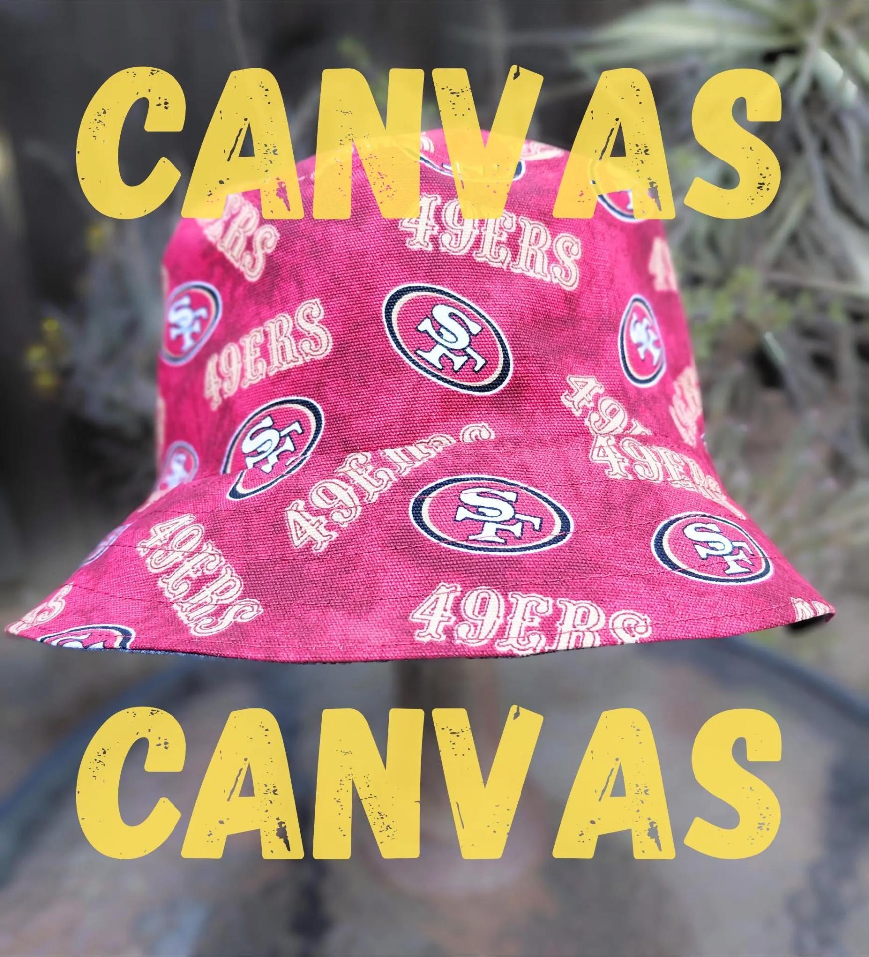 San Francisco 49ers Bucket Hat, CANVAS, Handmade, Red, Reversible, Unisex Sizes up to 4XL, summer fishing hat, sun hat, floppy hat, adults or children